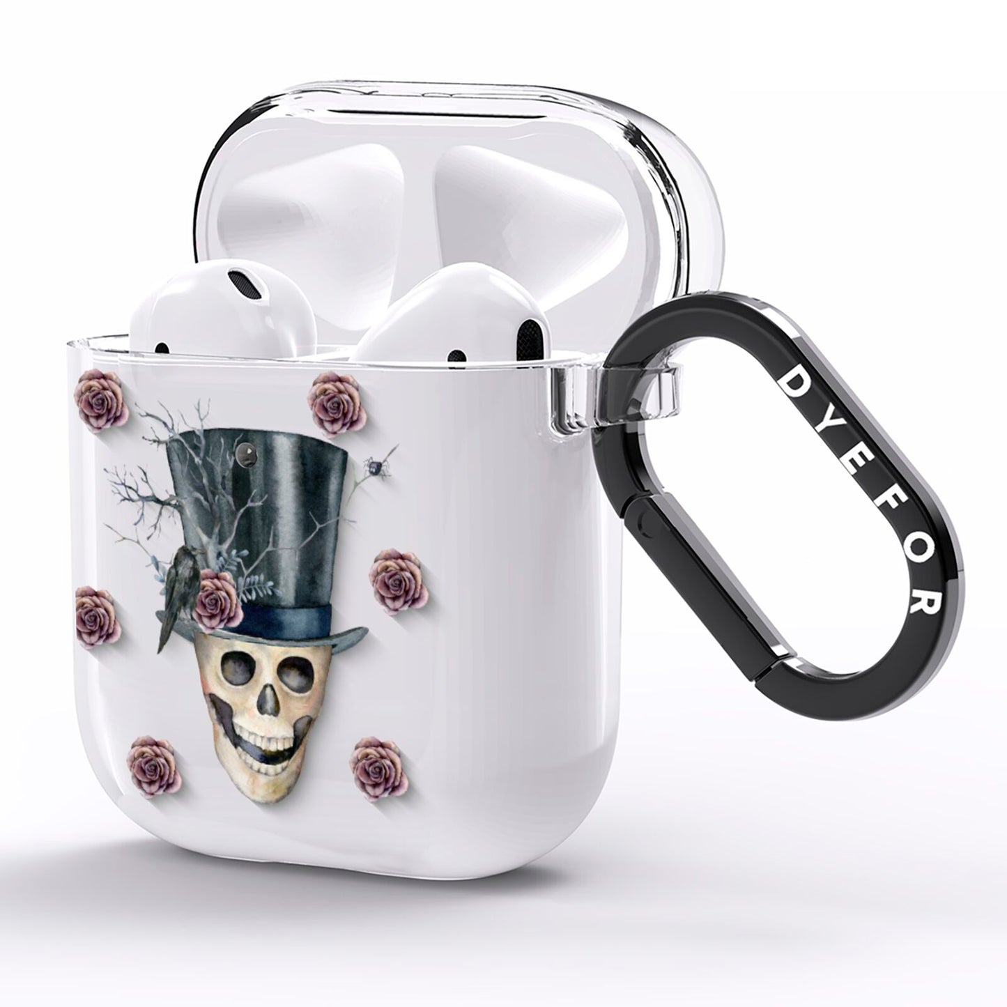 Top Hat Skull AirPods Clear Case Side Image