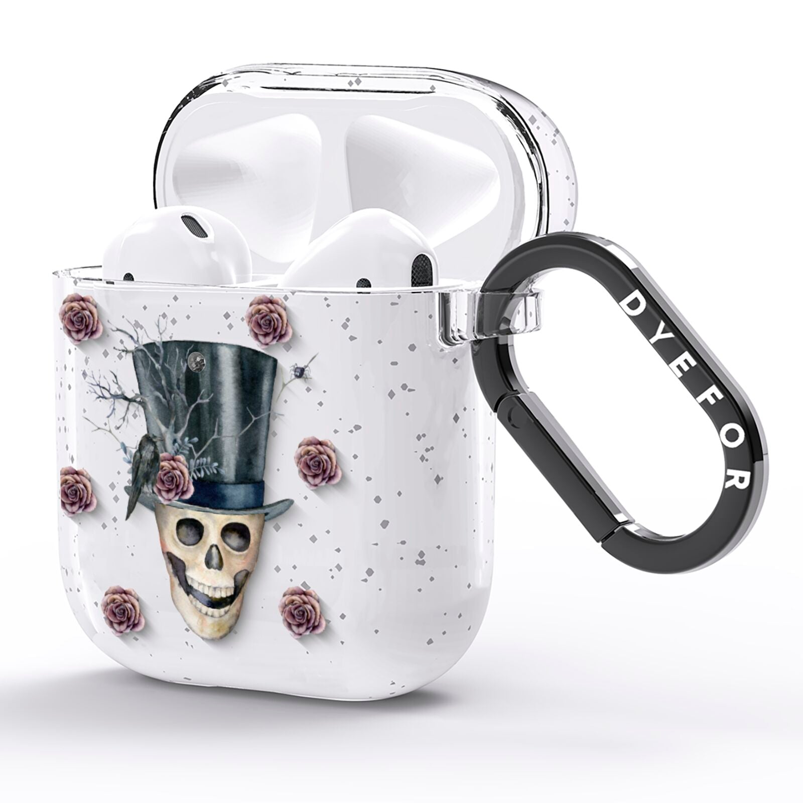 Top Hat Skull AirPods Glitter Case Side Image