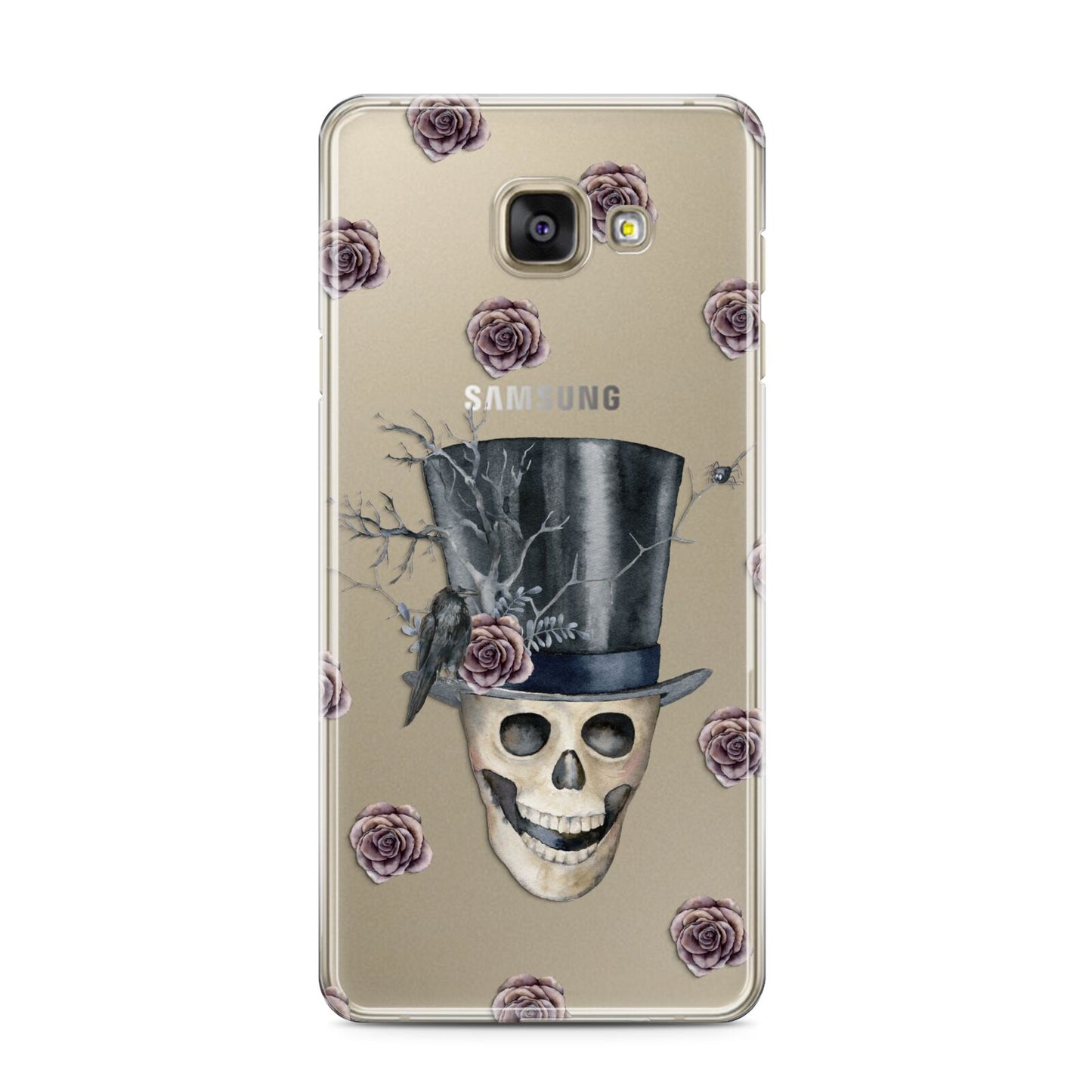 Top Hat Skull Samsung Galaxy A3 2016 Case on gold phone