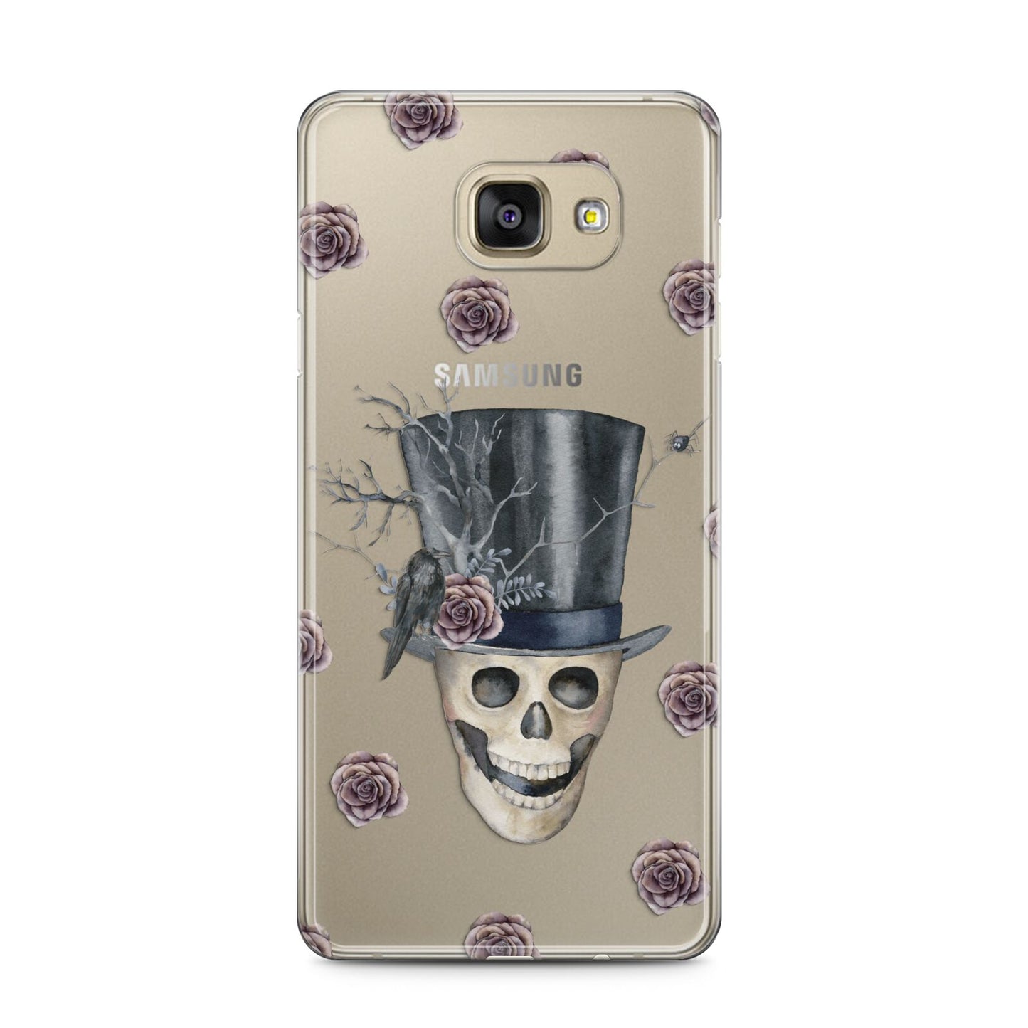 Top Hat Skull Samsung Galaxy A5 2016 Case on gold phone