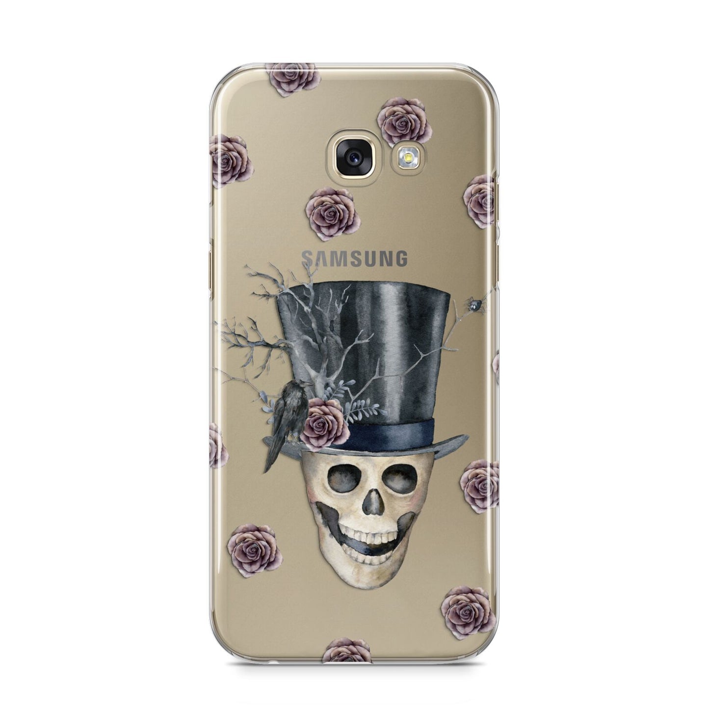 Top Hat Skull Samsung Galaxy A5 2017 Case on gold phone