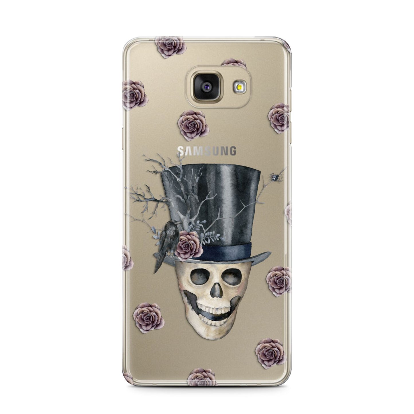 Top Hat Skull Samsung Galaxy A7 2016 Case on gold phone