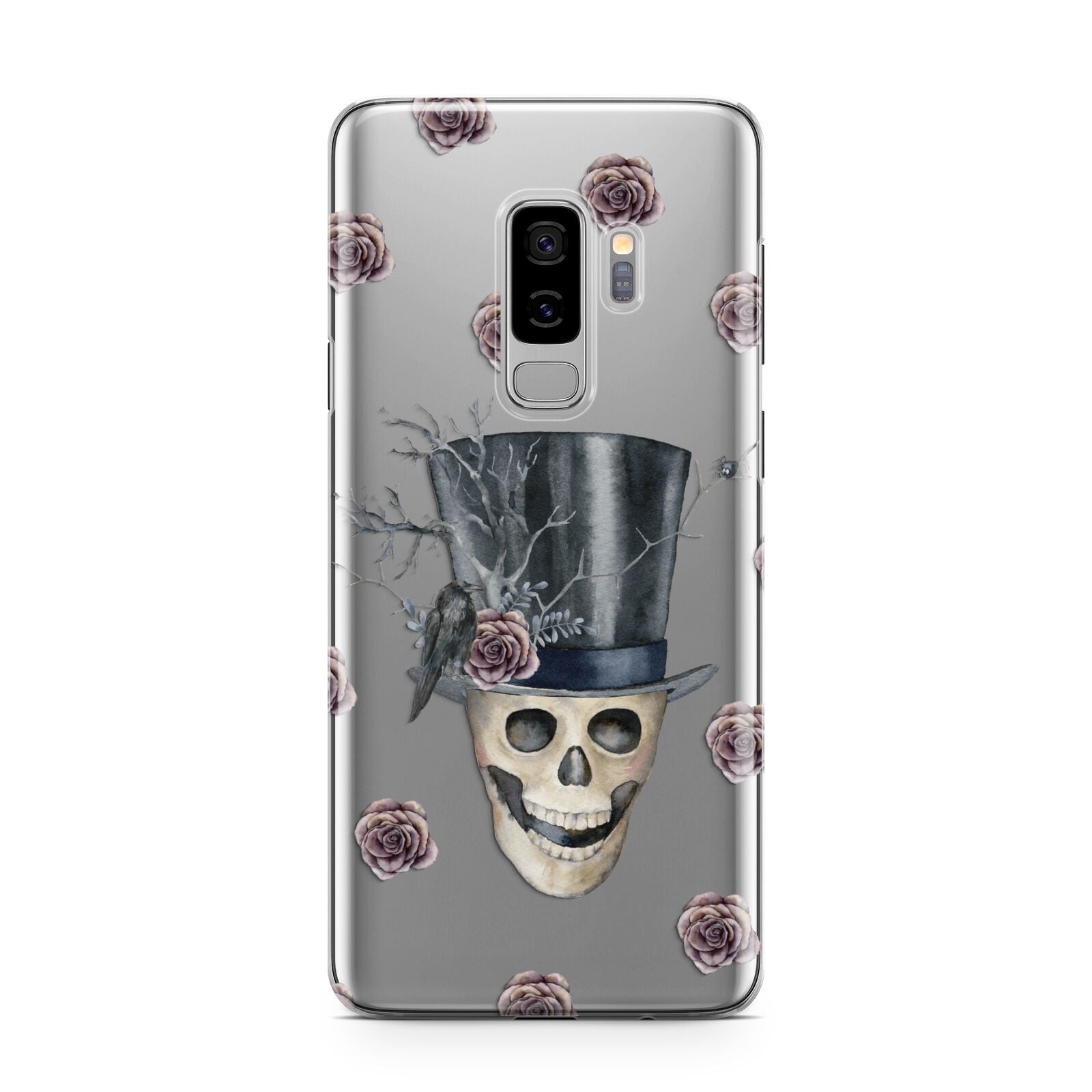 Top Hat Skull Samsung Galaxy S9 Plus Case on Silver phone