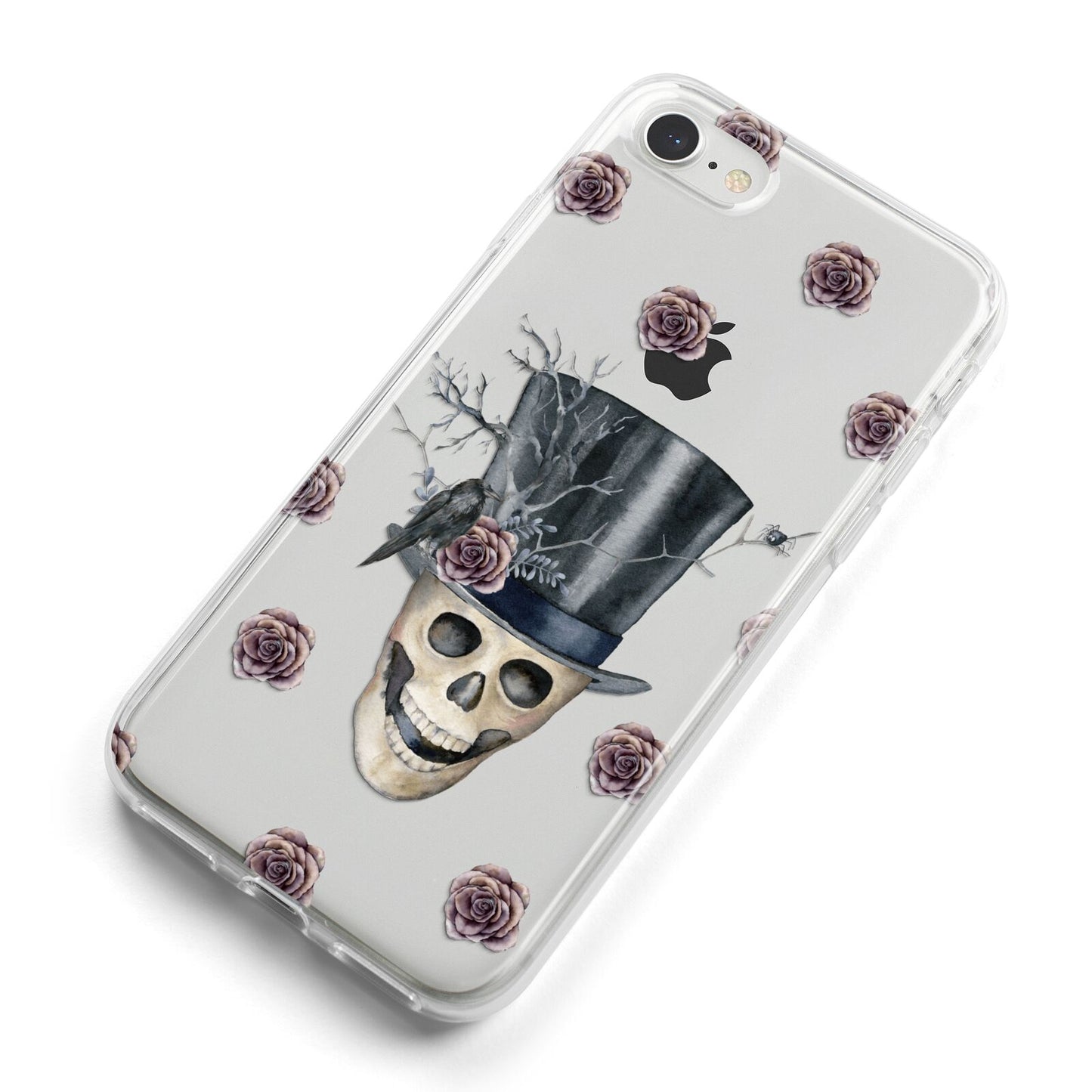 Top Hat Skull iPhone 8 Bumper Case on Silver iPhone Alternative Image