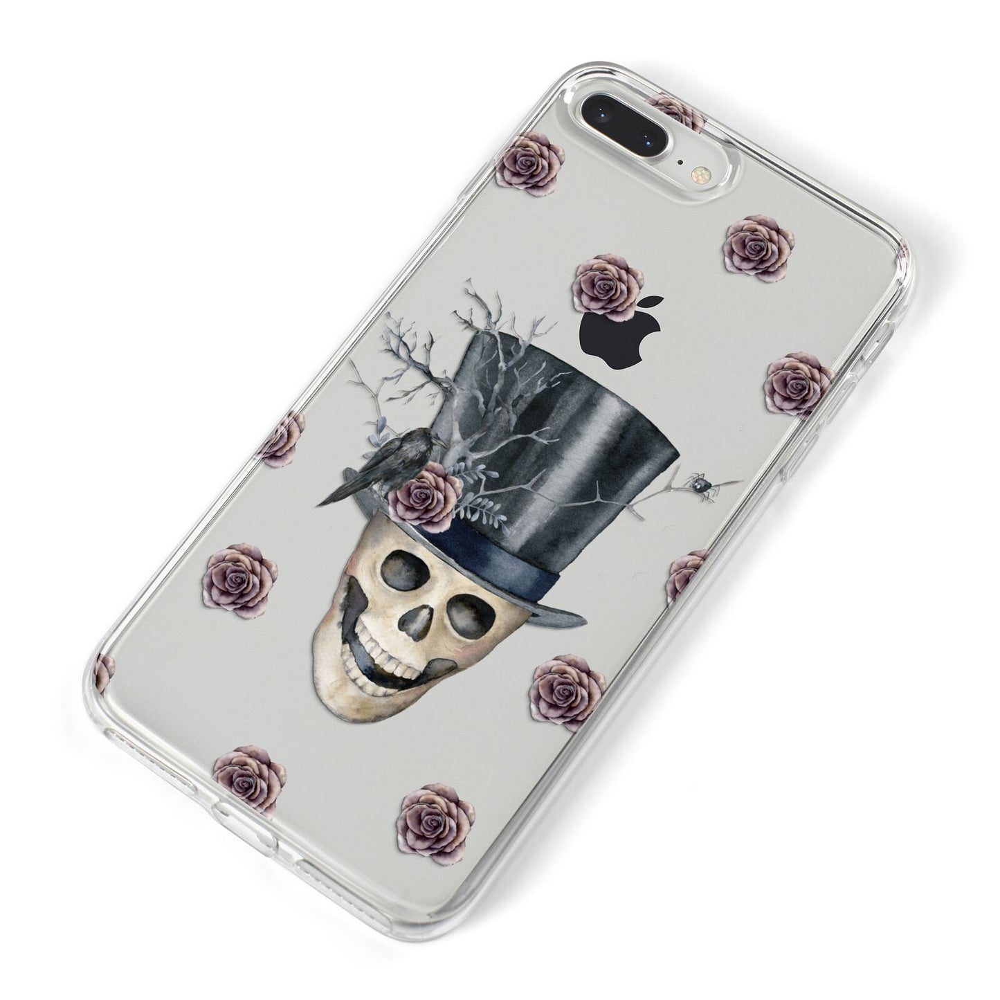 Top Hat Skull iPhone 8 Plus Bumper Case on Silver iPhone Alternative Image