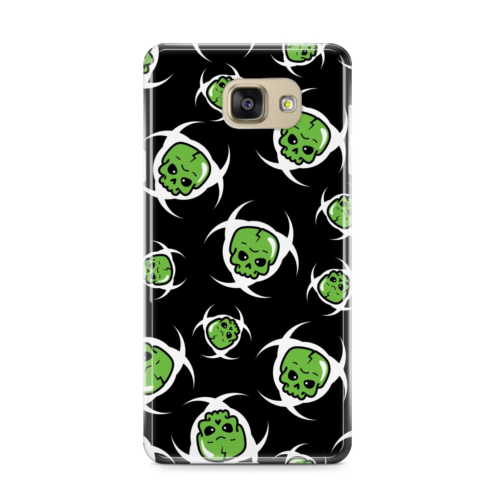 Toxic Skulls Samsung Galaxy A9 2016 Case on gold phone