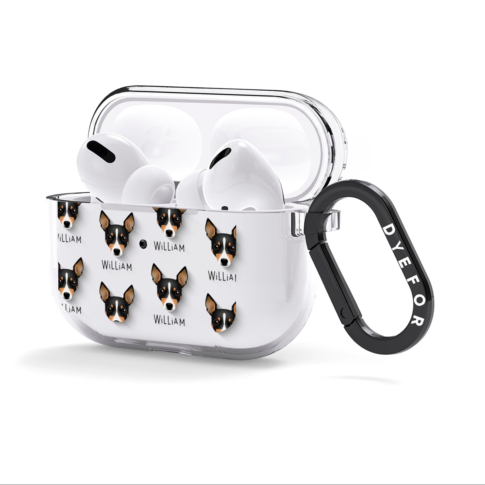 Toy Fox Terrier Icon with Name AirPods Clear Case 3rd Gen Side Image