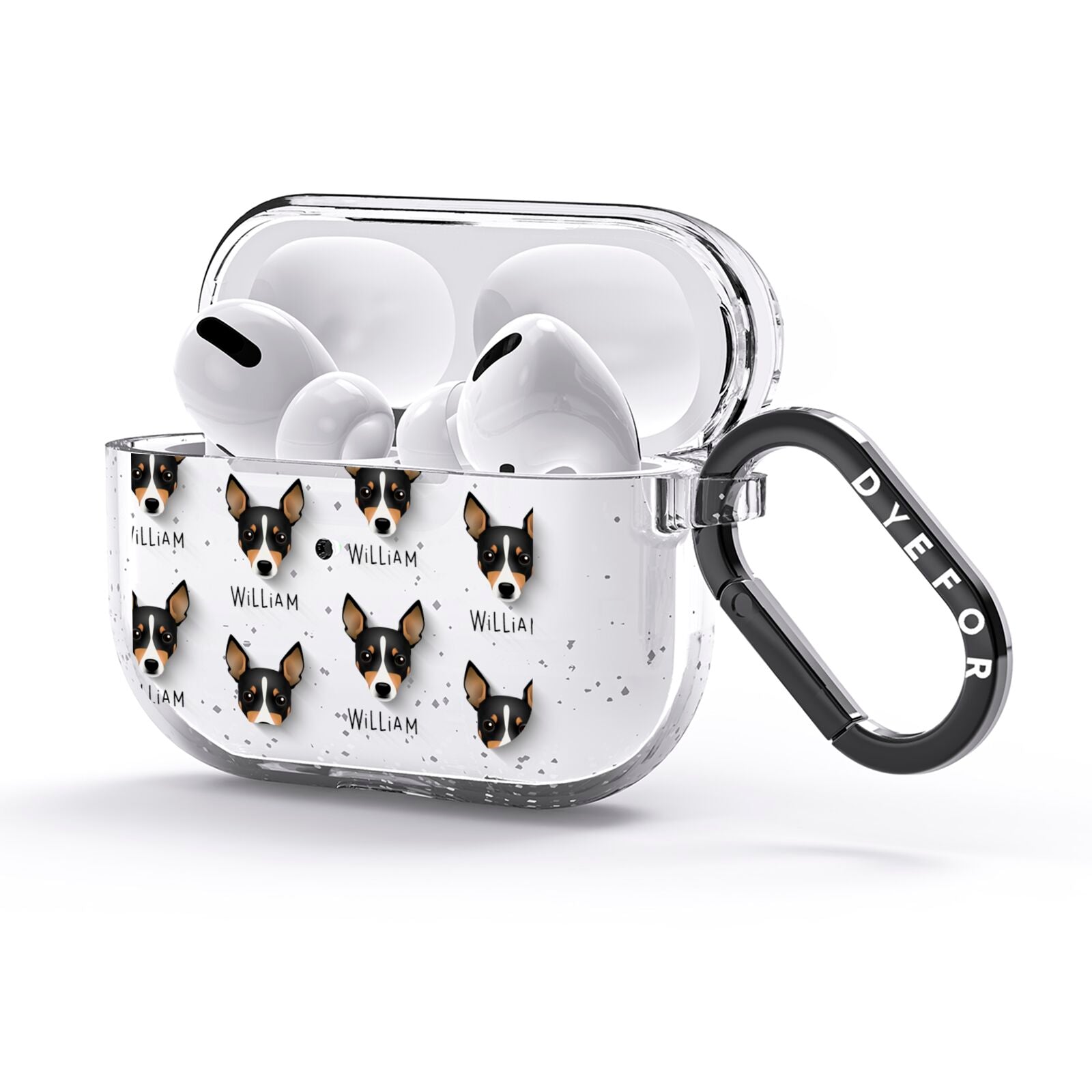 Toy Fox Terrier Icon with Name AirPods Glitter Case 3rd Gen Side Image
