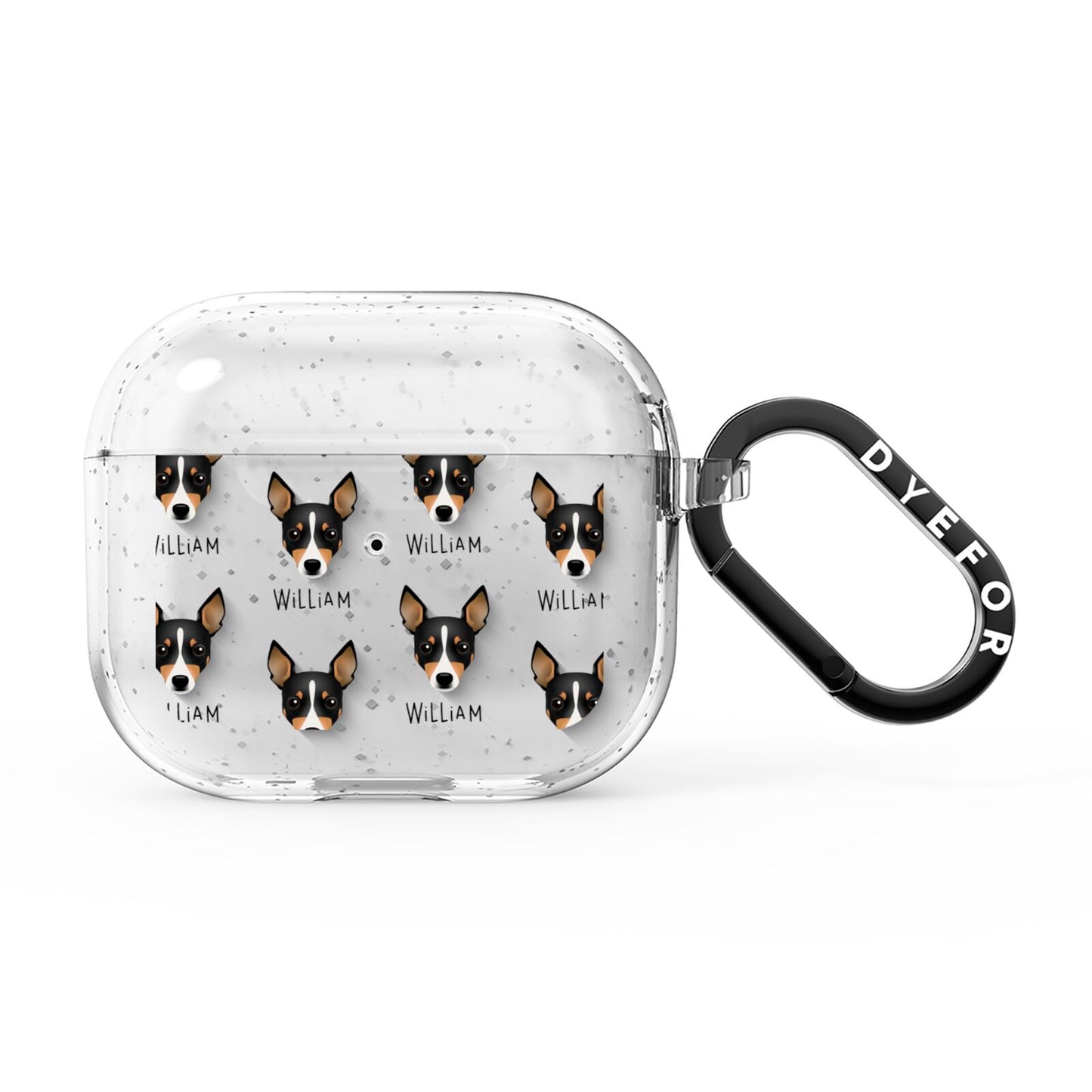 Toy Fox Terrier Icon with Name AirPods Glitter Case 3rd Gen