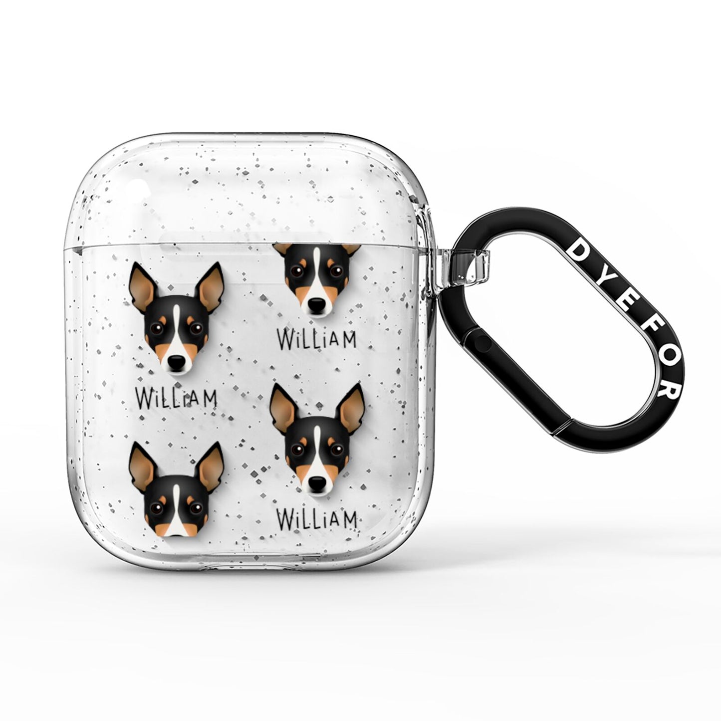 Toy Fox Terrier Icon with Name AirPods Glitter Case