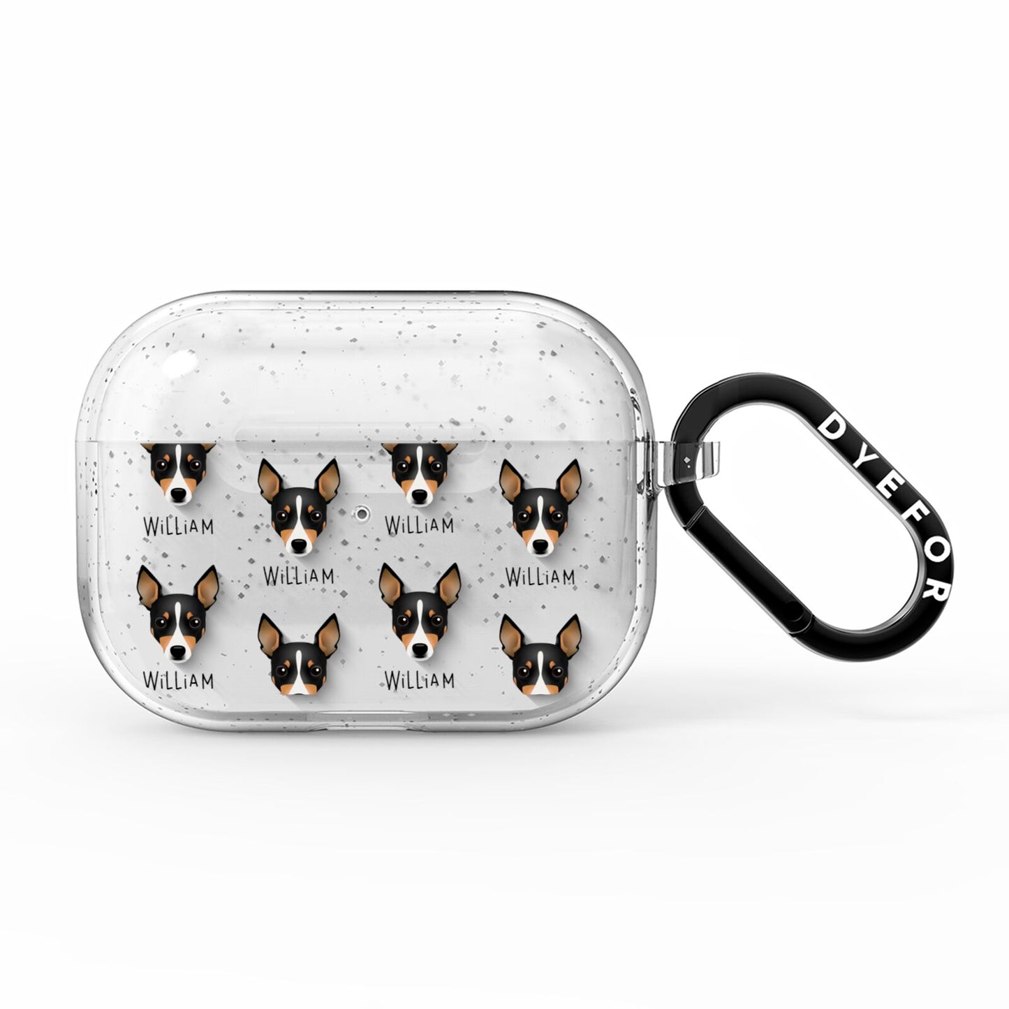 Toy Fox Terrier Icon with Name AirPods Pro Glitter Case