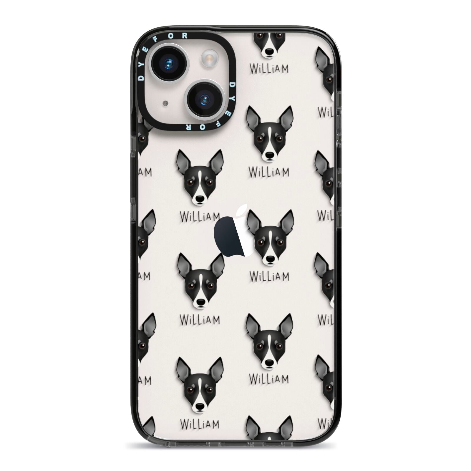 Toy Fox Terrier Icon with Name iPhone 14 Black Impact Case on Silver phone