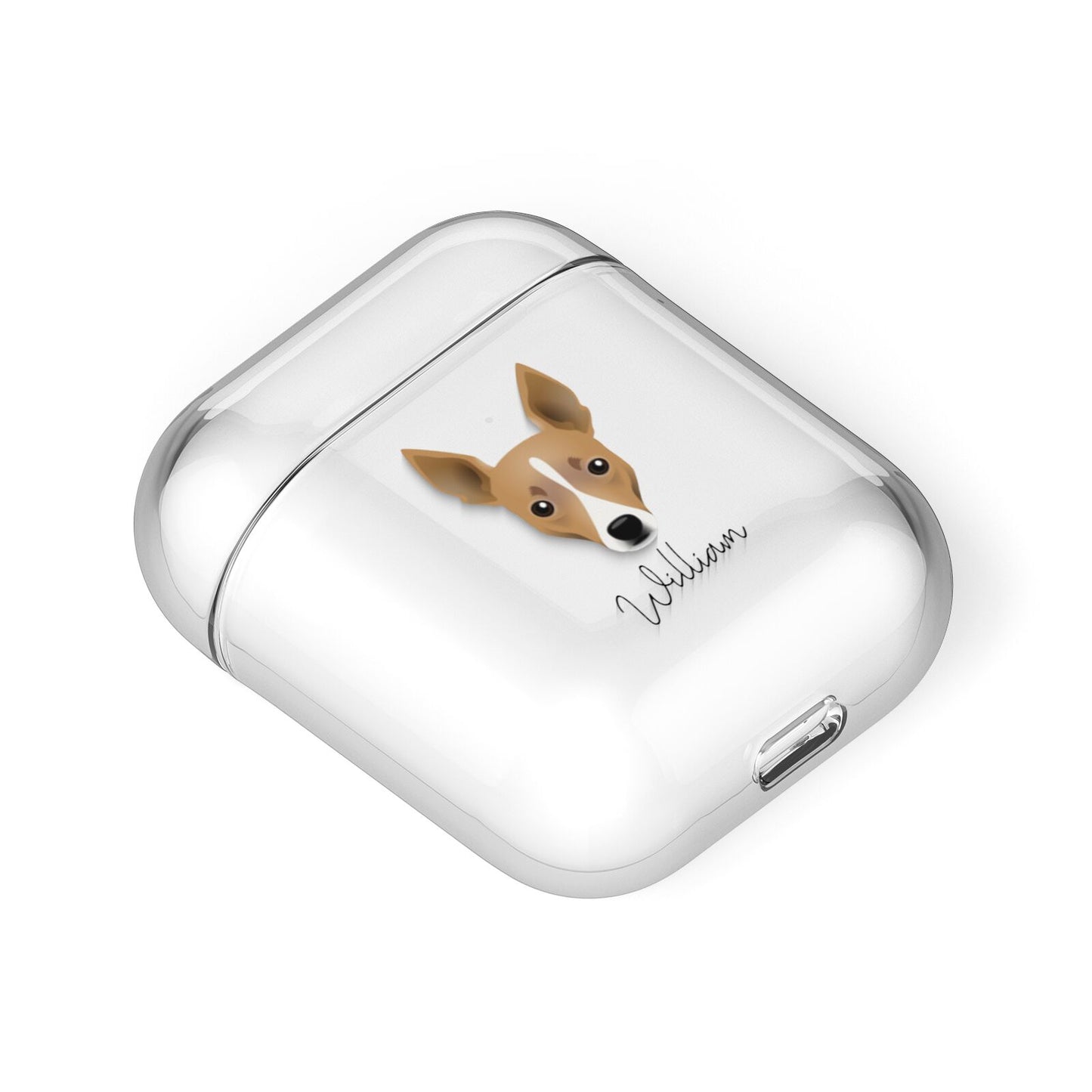 Toy Fox Terrier Personalised AirPods Case Laid Flat