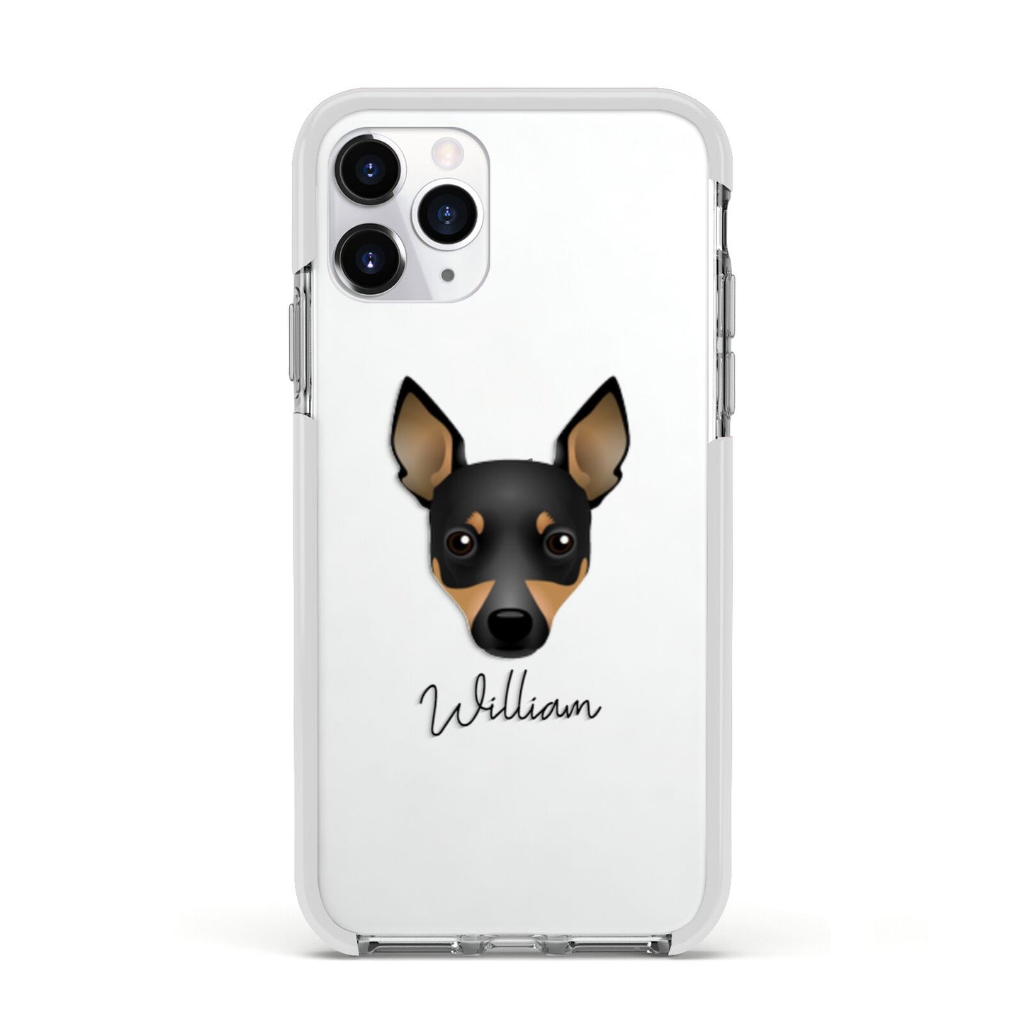 Toy Fox Terrier Personalised Apple iPhone 11 Pro in Silver with White Impact Case