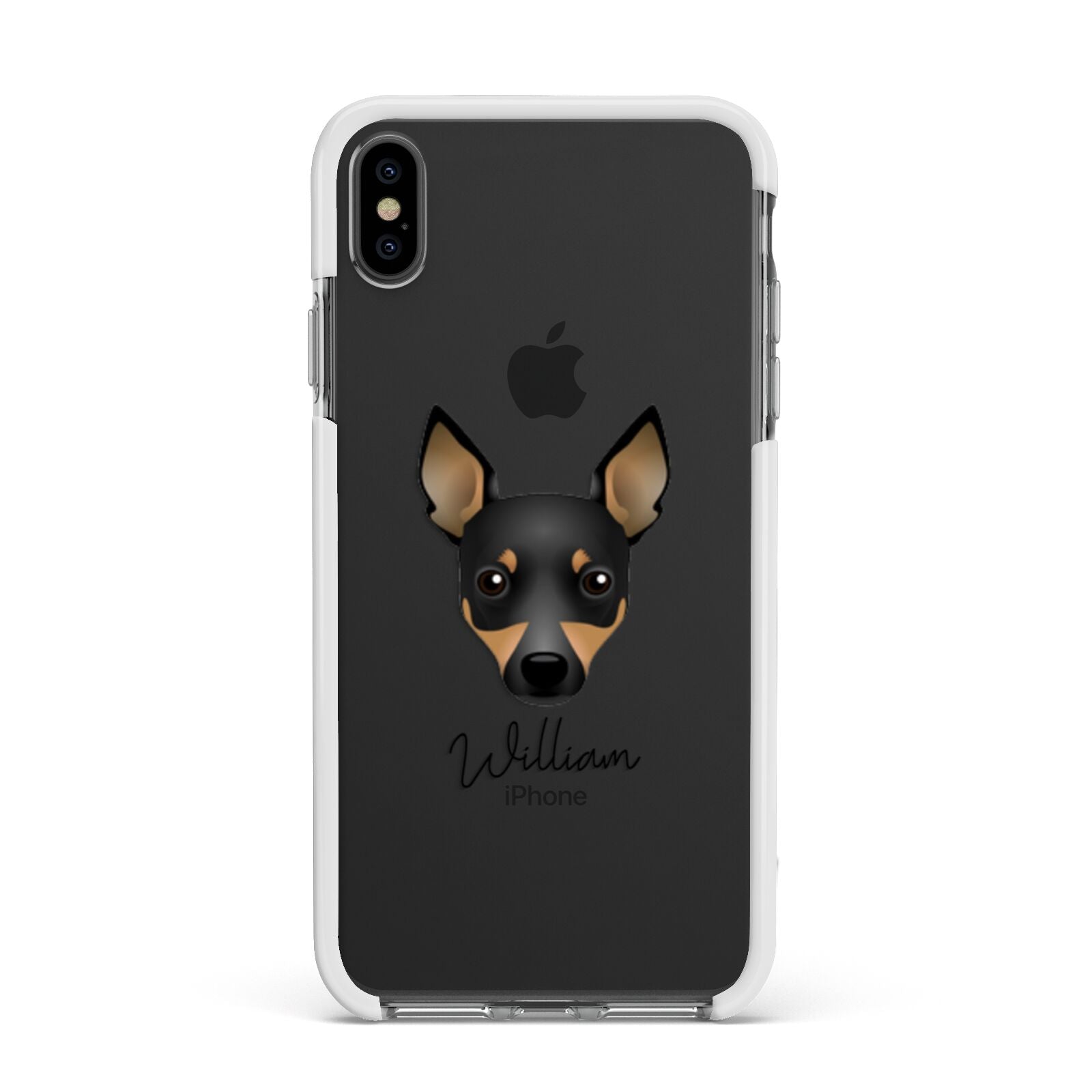 Toy Fox Terrier Personalised Apple iPhone Xs Max Impact Case White Edge on Black Phone