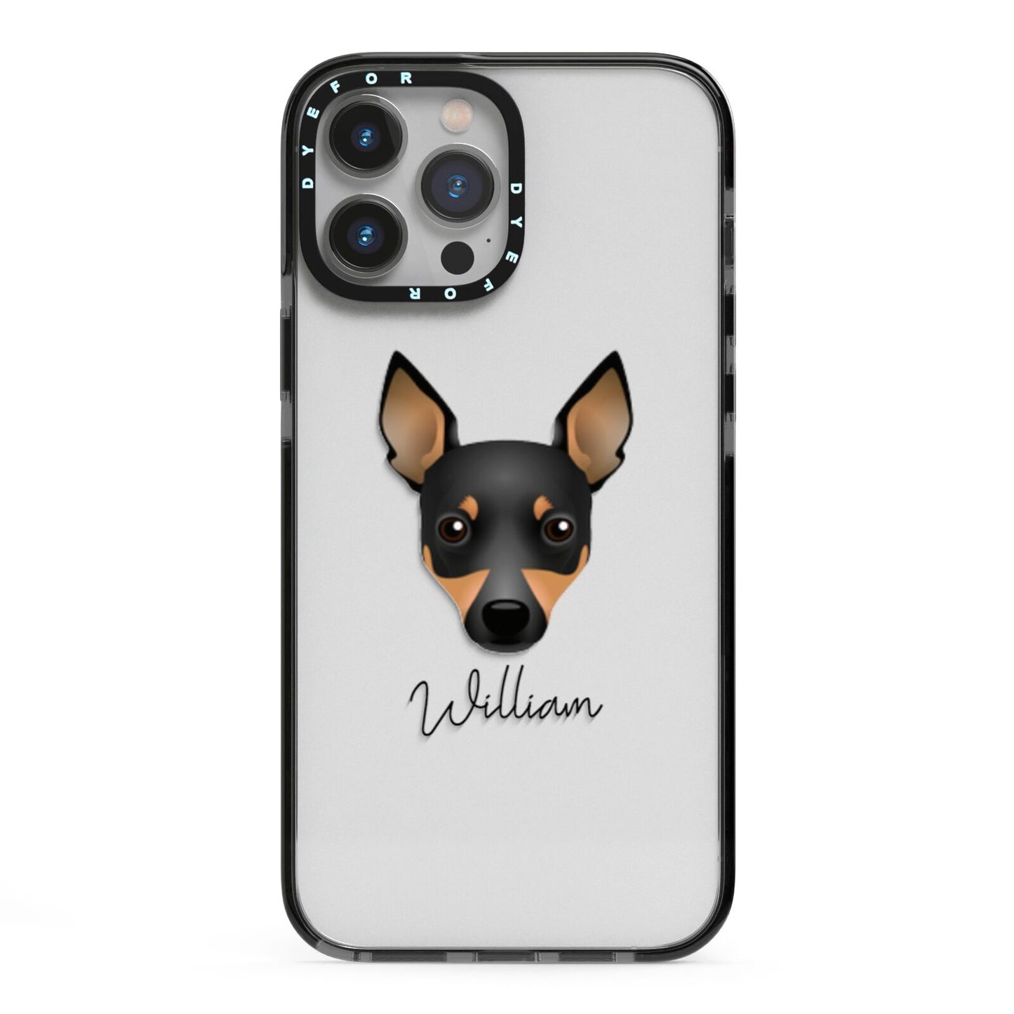 Toy Fox Terrier Personalised iPhone 13 Pro Max Black Impact Case on Silver phone