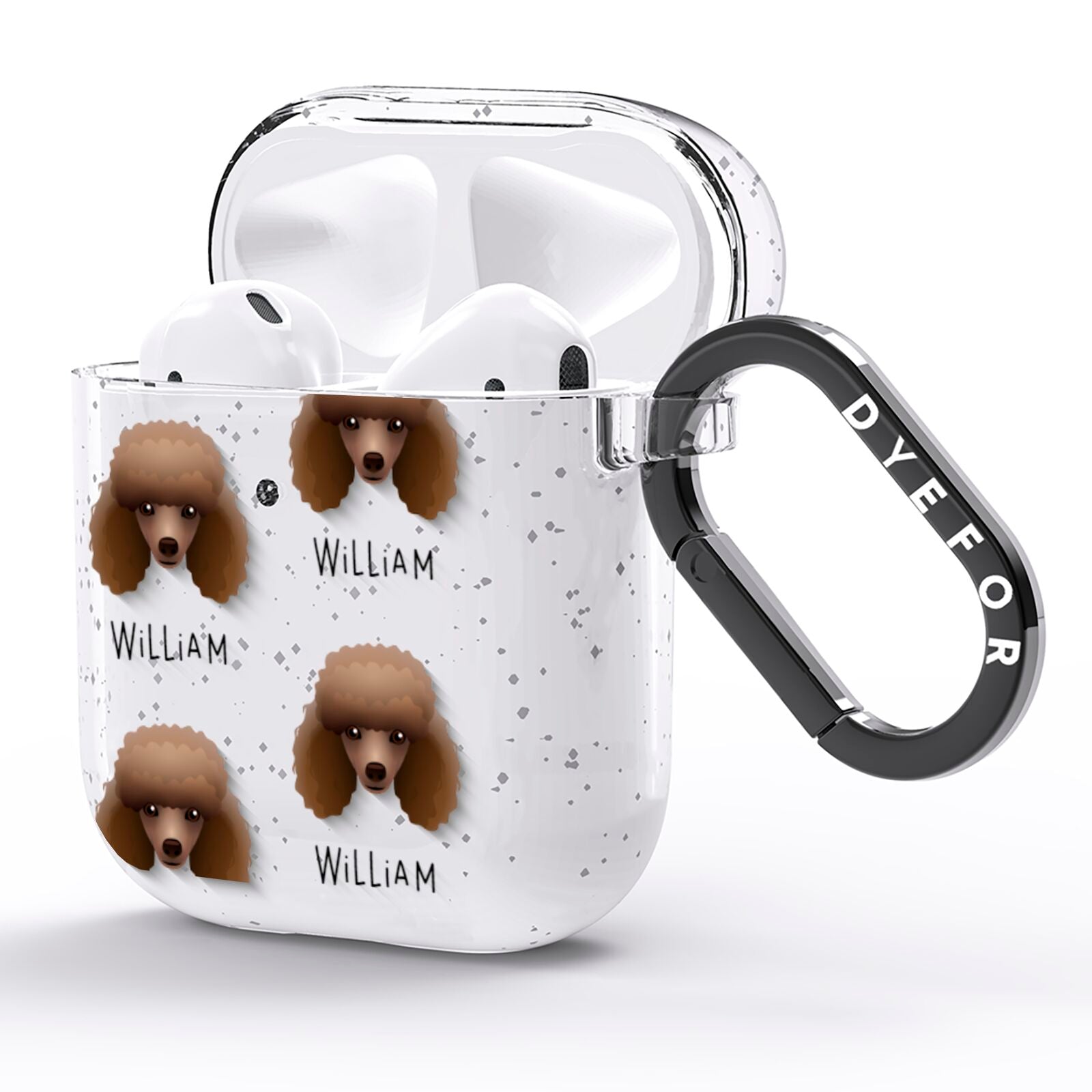 Toy Poodle Icon with Name AirPods Glitter Case Side Image