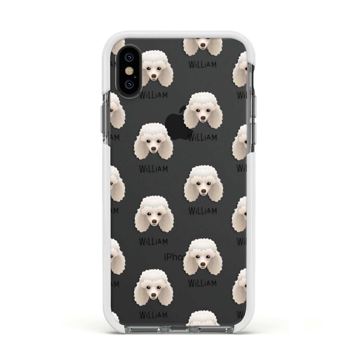 Toy Poodle Icon with Name Apple iPhone Xs Impact Case White Edge on Black Phone