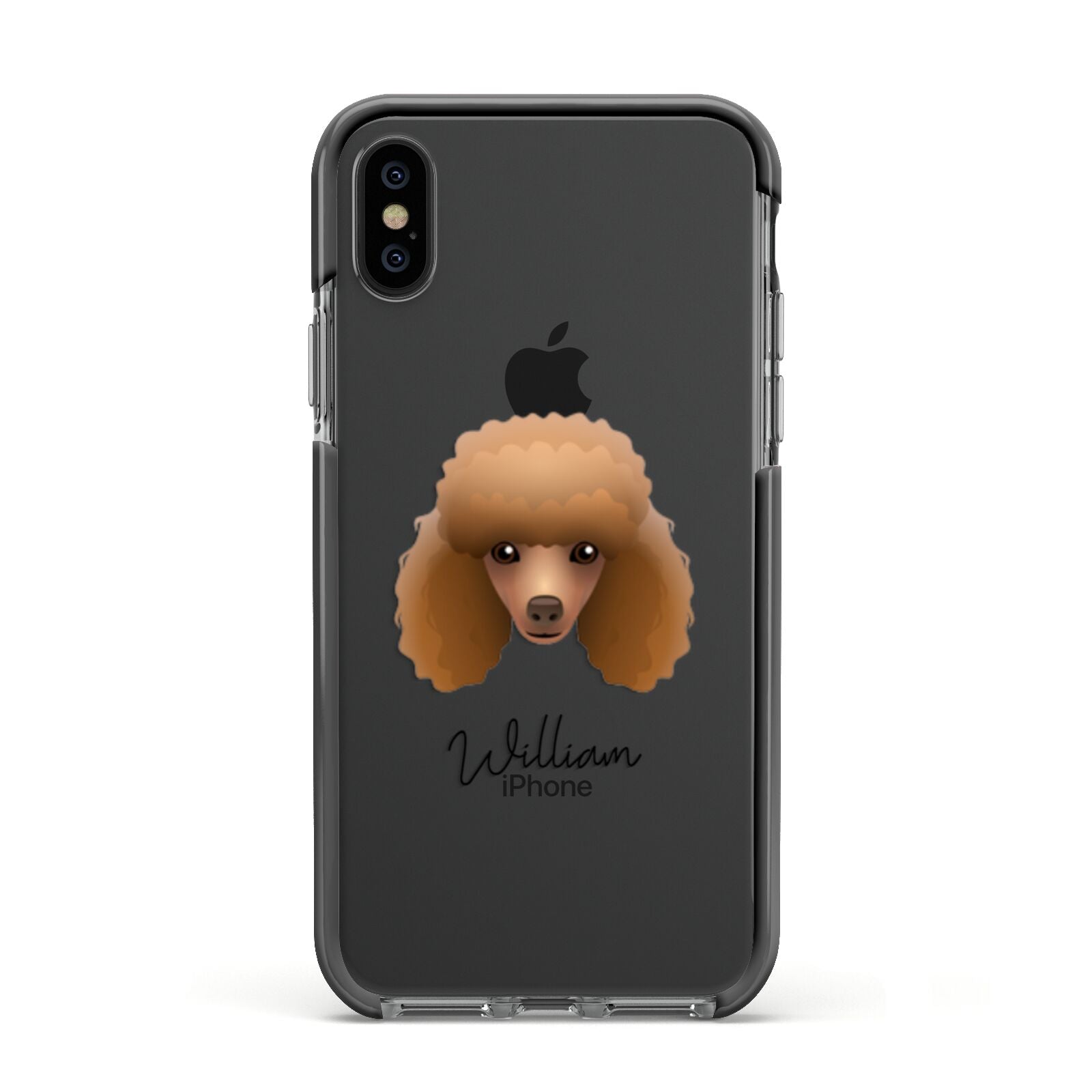 Toy Poodle Personalised Apple iPhone Xs Impact Case Black Edge on Black Phone