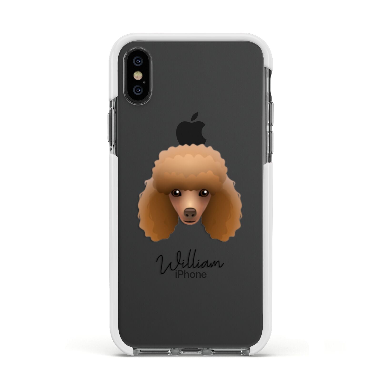 Toy Poodle Personalised Apple iPhone Xs Impact Case White Edge on Black Phone