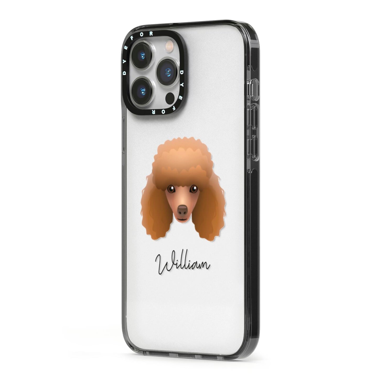 Toy Poodle Personalised iPhone 13 Pro Max Black Impact Case Side Angle on Silver phone