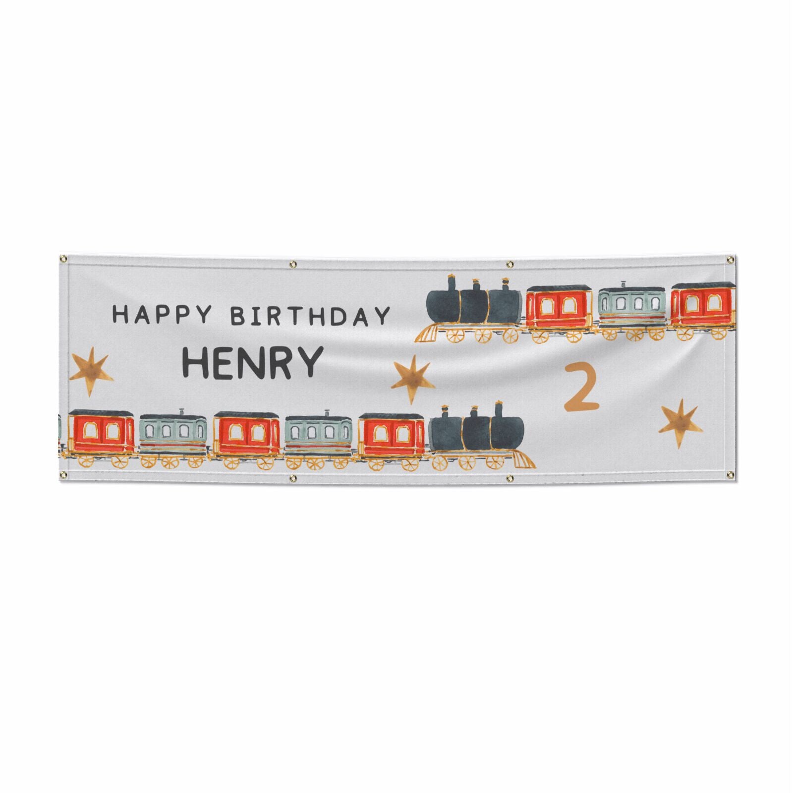 Train Personalised Happy Birthday 6x2 Vinly Banner with Grommets
