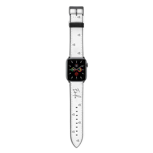 Transparent Black Handwritten Name Apple Watch Strap with Space Grey Hardware