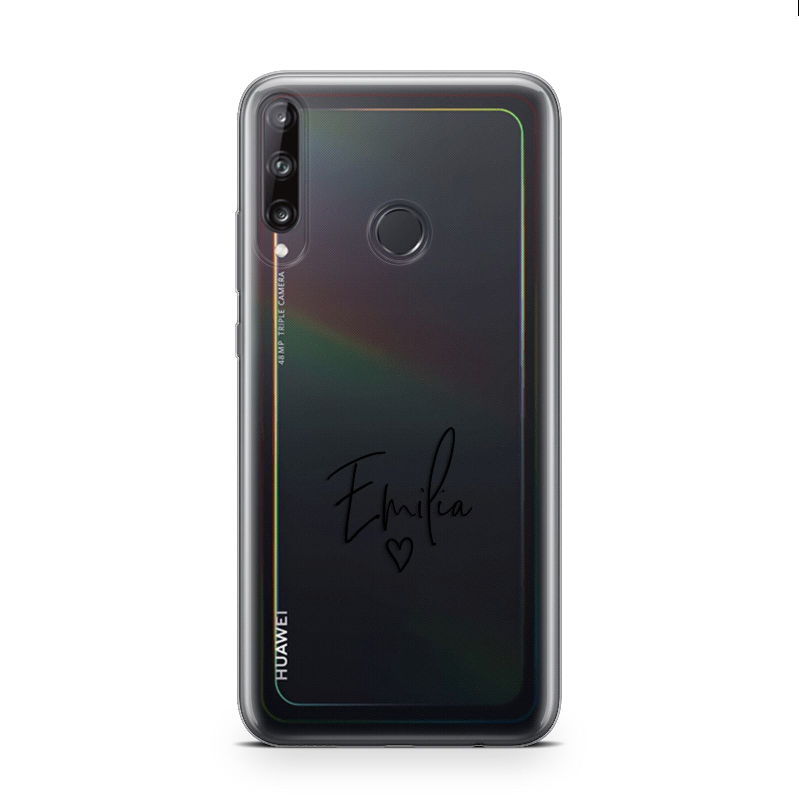 Transparent Black Handwritten Name Huawei P40 Lite E Phone Case