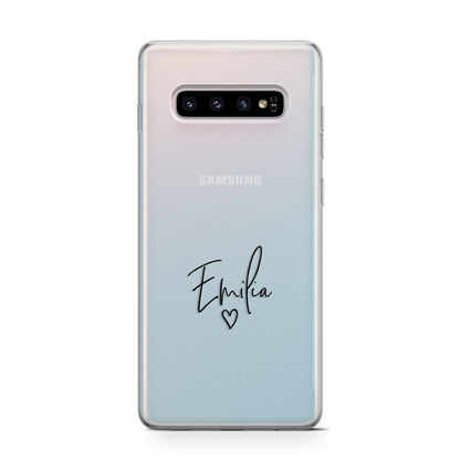 Transparent Black Handwritten Name Samsung Galaxy S10 Case