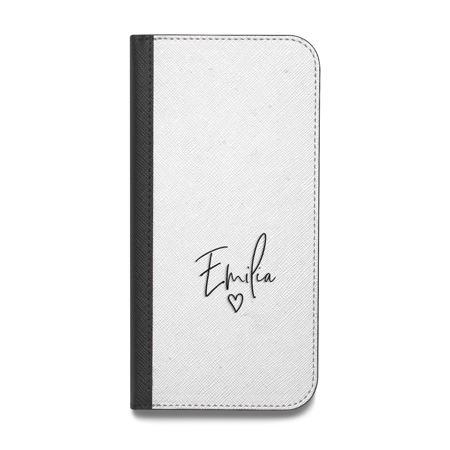 Transparent Black Handwritten Name Vegan Leather Flip iPhone Case