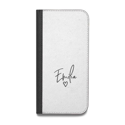 Transparent Black Handwritten Name Vegan Leather Flip iPhone Case