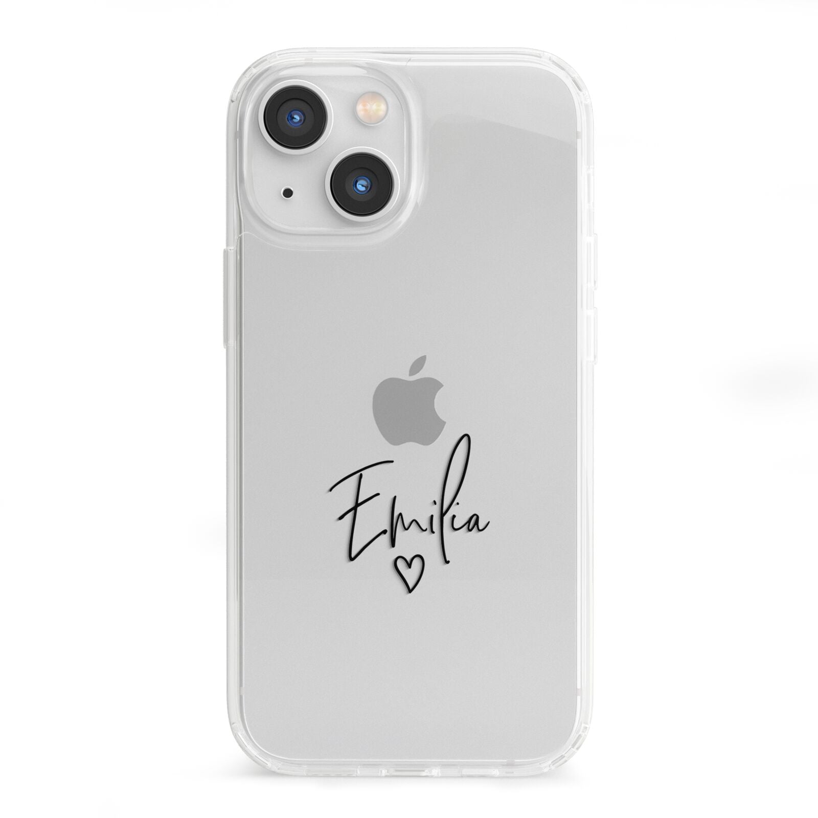 Transparent Black Handwritten Name iPhone 13 Mini Clear Bumper Case