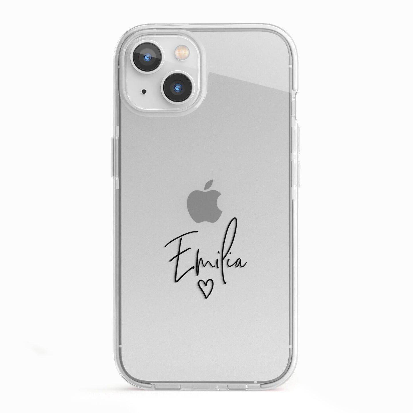 Transparent Black Handwritten Name iPhone 13 TPU Impact Case with White Edges