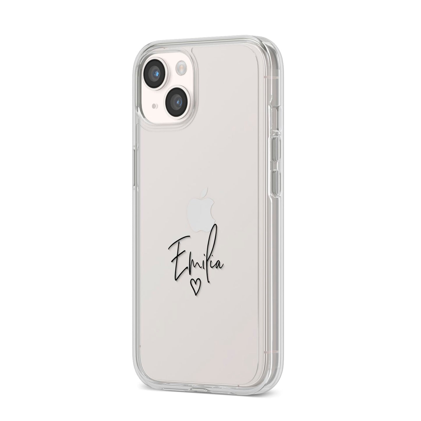 Transparent Black Handwritten Name iPhone 14 Clear Tough Case Starlight Angled Image