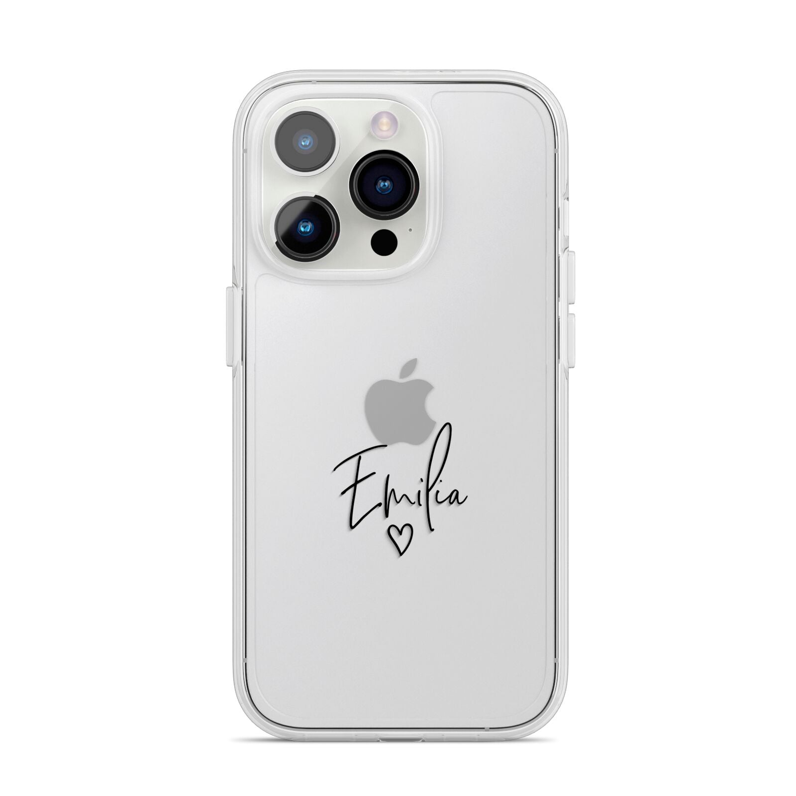 Transparent Black Handwritten Name iPhone 14 Pro Clear Tough Case Silver