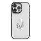 Transparent Black Handwritten Name iPhone 14 Pro Max Black Impact Case on Silver phone