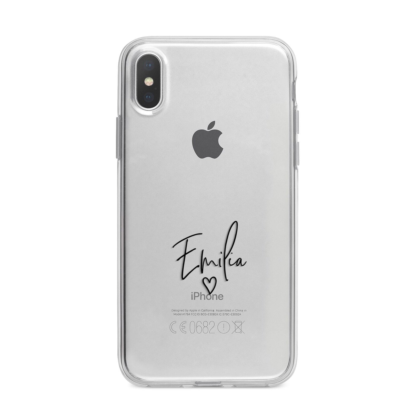 Transparent Black Handwritten Name iPhone X Bumper Case on Silver iPhone Alternative Image 1