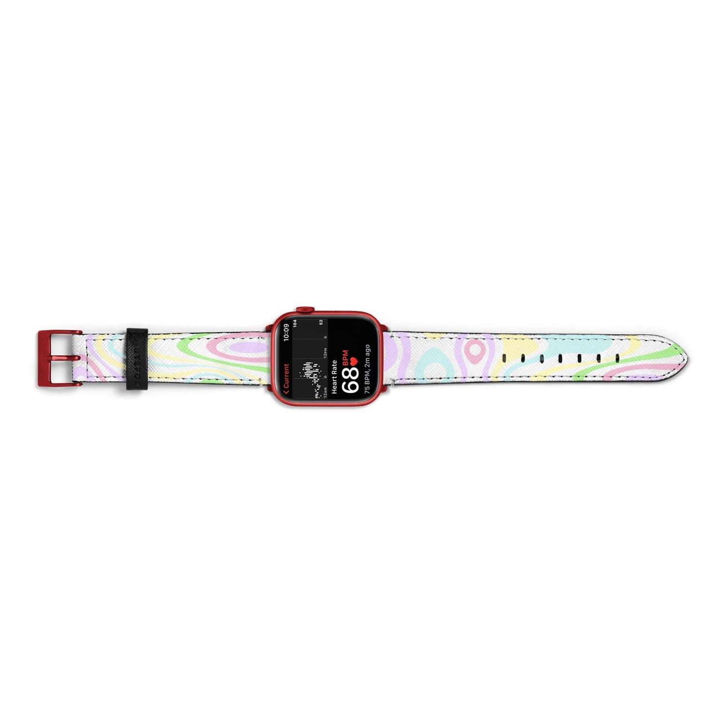 Transparent Swirl Apple Watch Strap Size 38mm Landscape Image Red Hardware