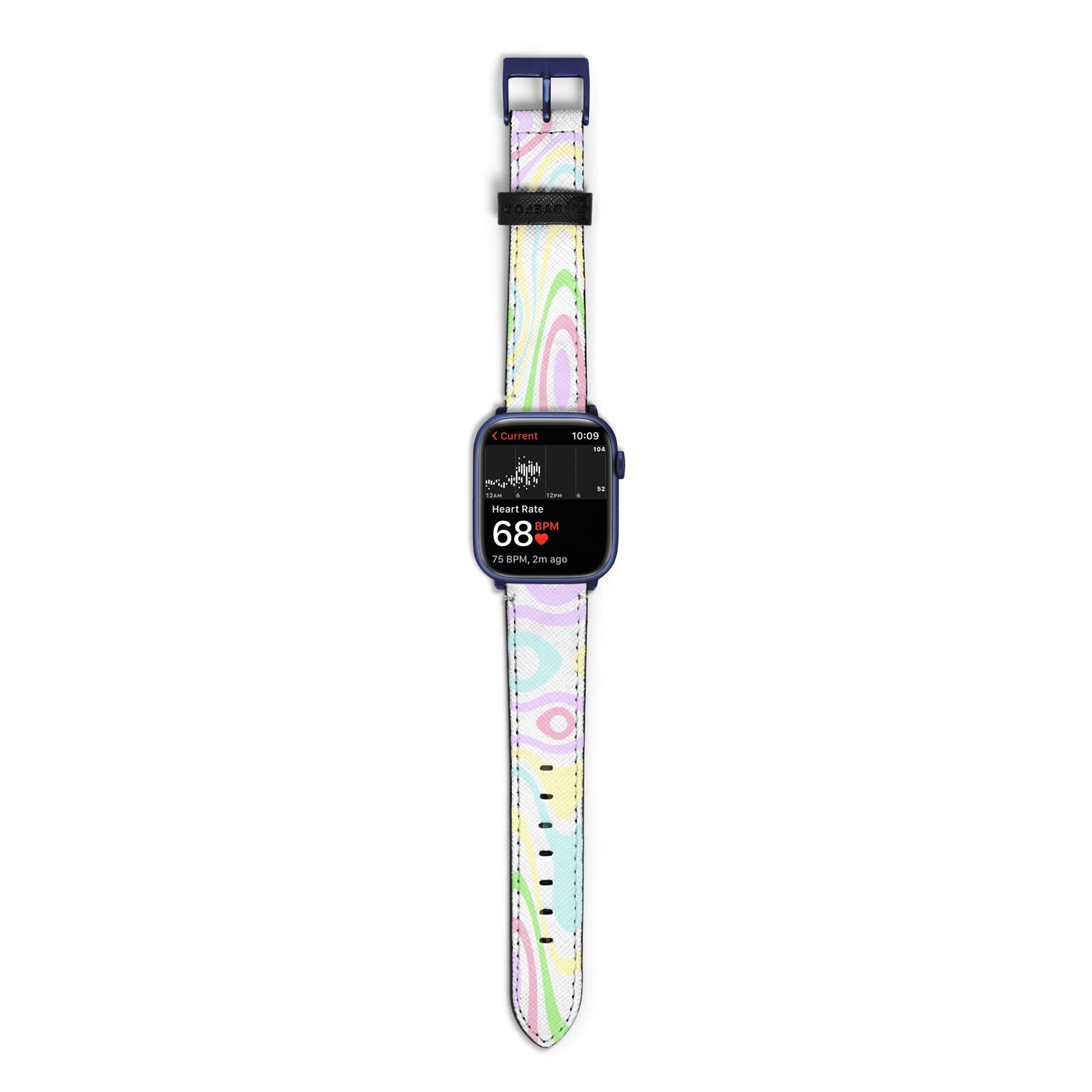 Transparent Swirl Apple Watch Strap Size 38mm with Blue Hardware