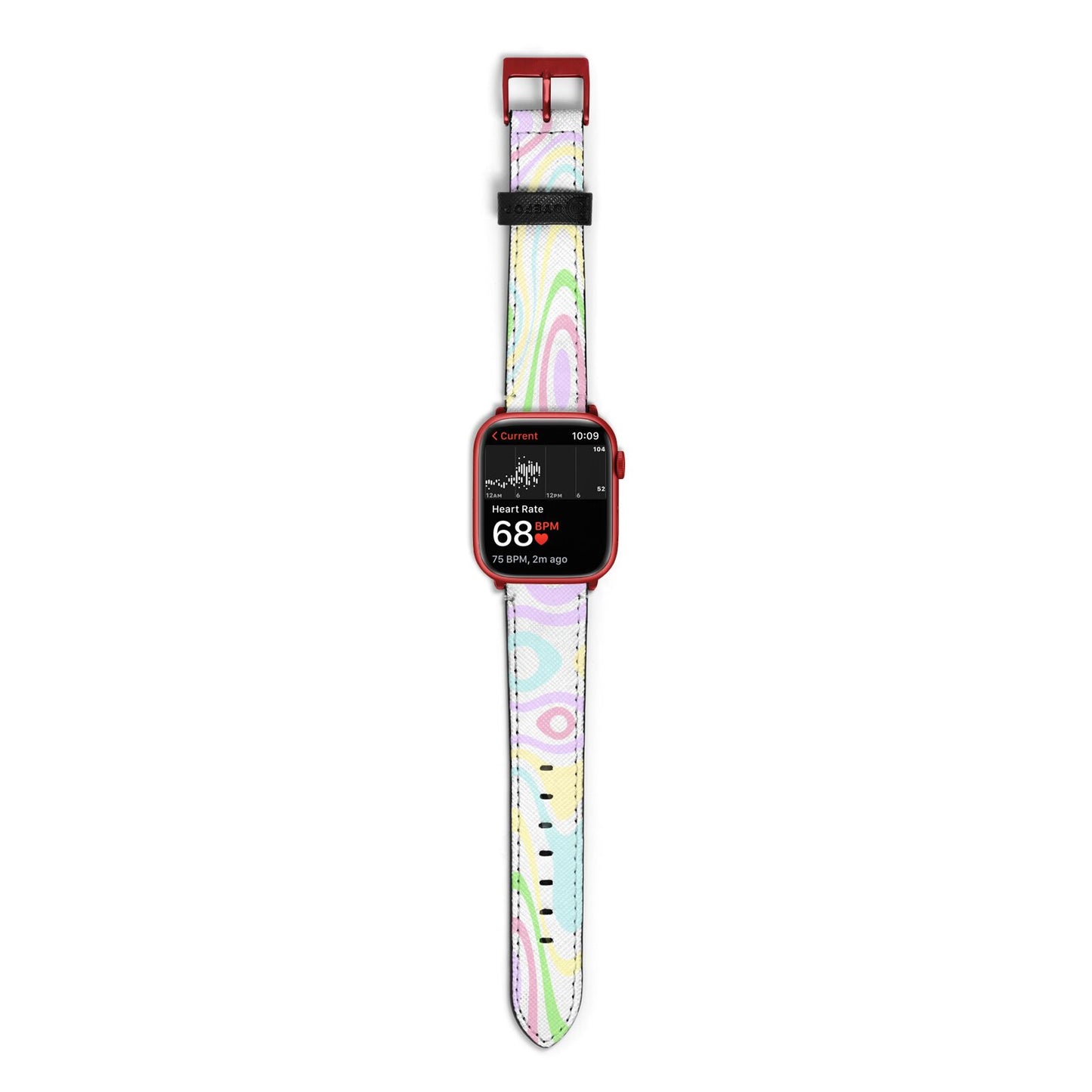 Transparent Swirl Apple Watch Strap Size 38mm with Red Hardware