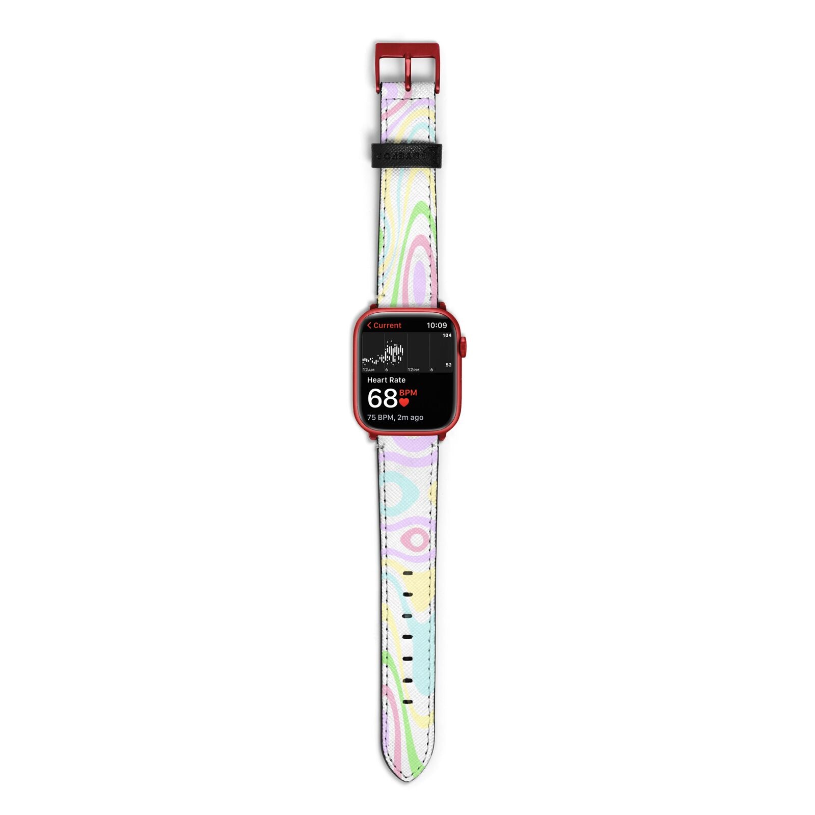 Transparent Swirl Apple Watch Strap Size 38mm with Red Hardware