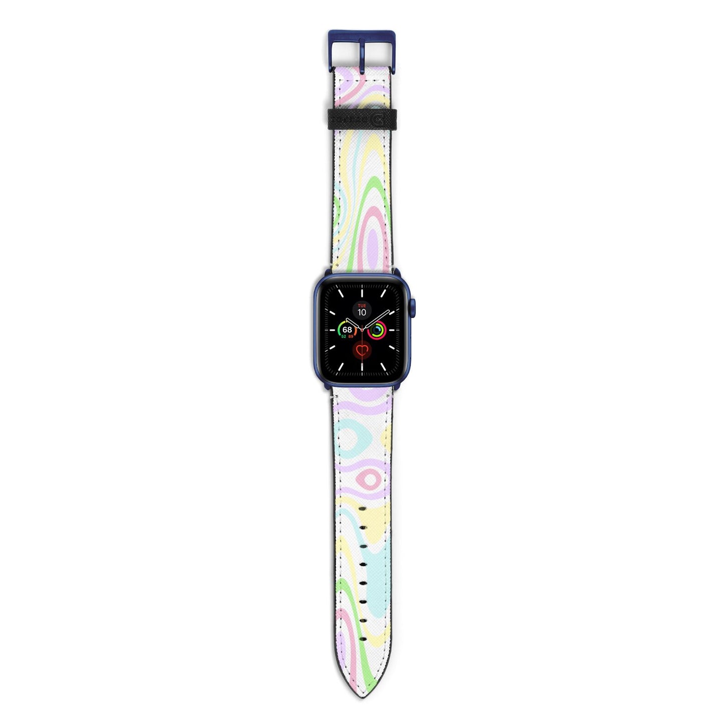 Transparent Swirl Apple Watch Strap with Blue Hardware