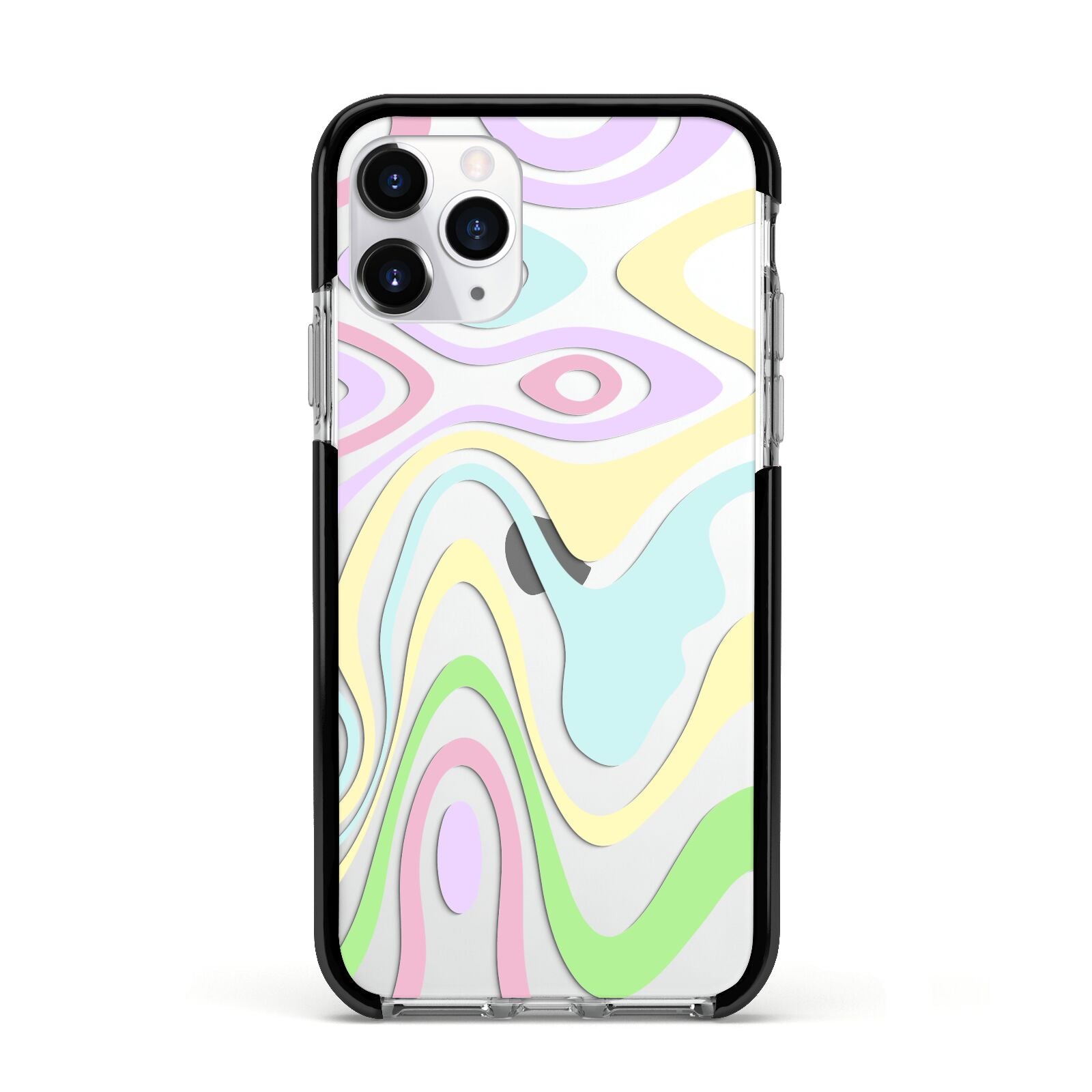 Transparent Swirl Apple iPhone 11 Pro in Silver with Black Impact Case