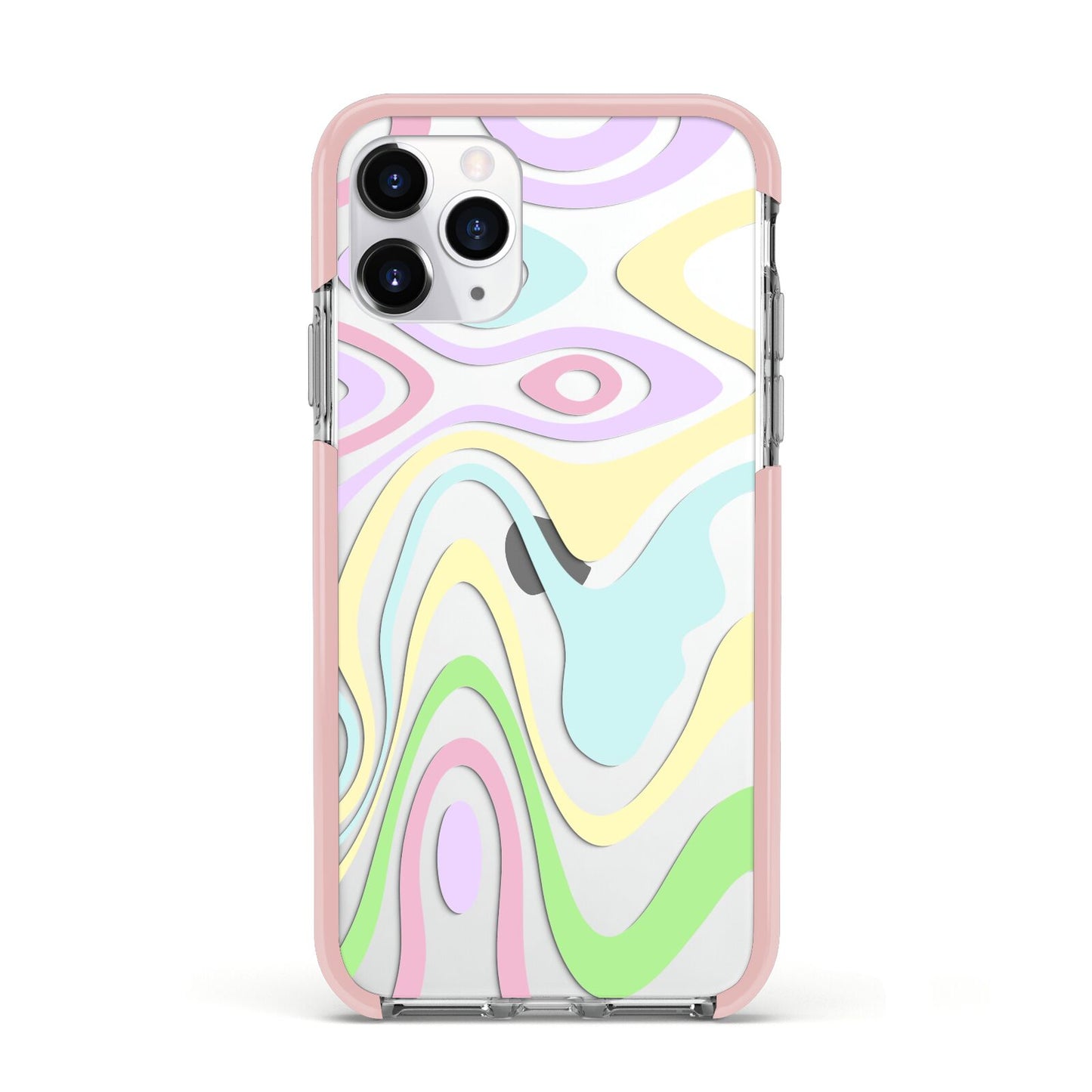 Transparent Swirl Apple iPhone 11 Pro in Silver with Pink Impact Case