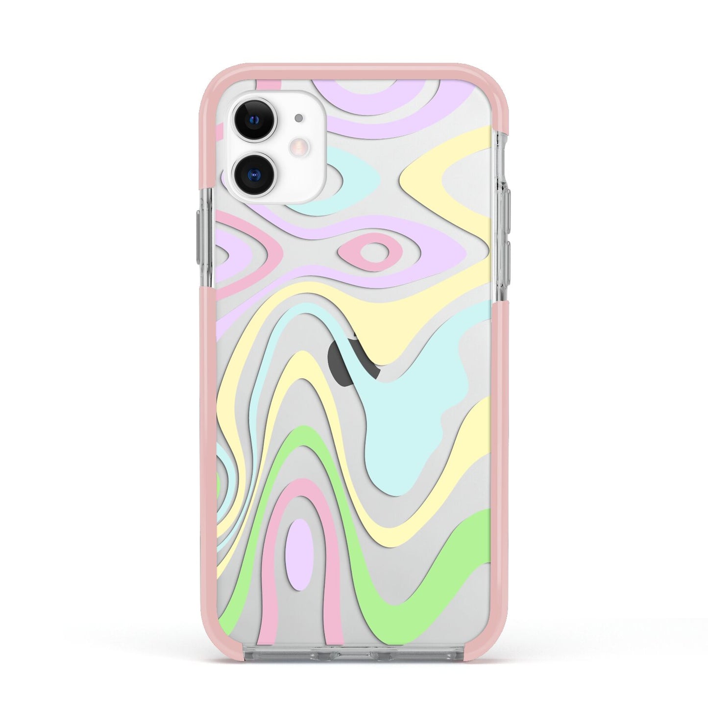 Transparent Swirl Apple iPhone 11 in White with Pink Impact Case