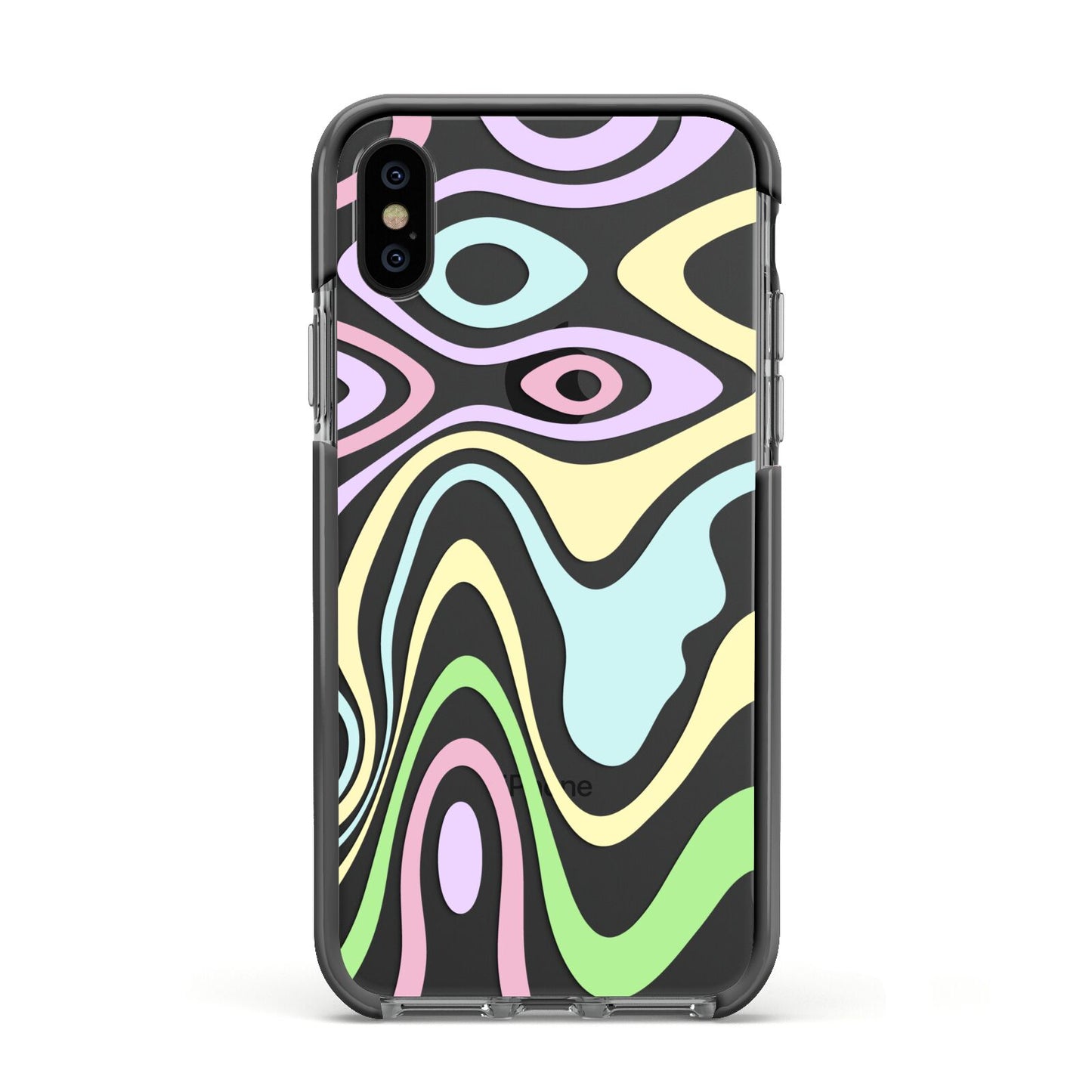 Transparent Swirl Apple iPhone Xs Impact Case Black Edge on Black Phone