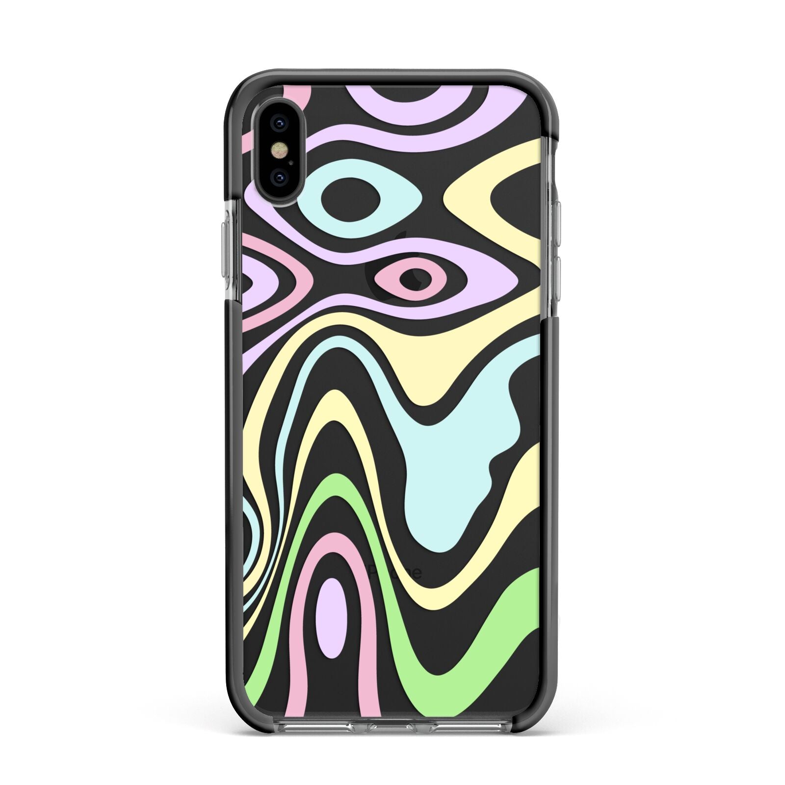 Transparent Swirl Apple iPhone Xs Max Impact Case Black Edge on Black Phone