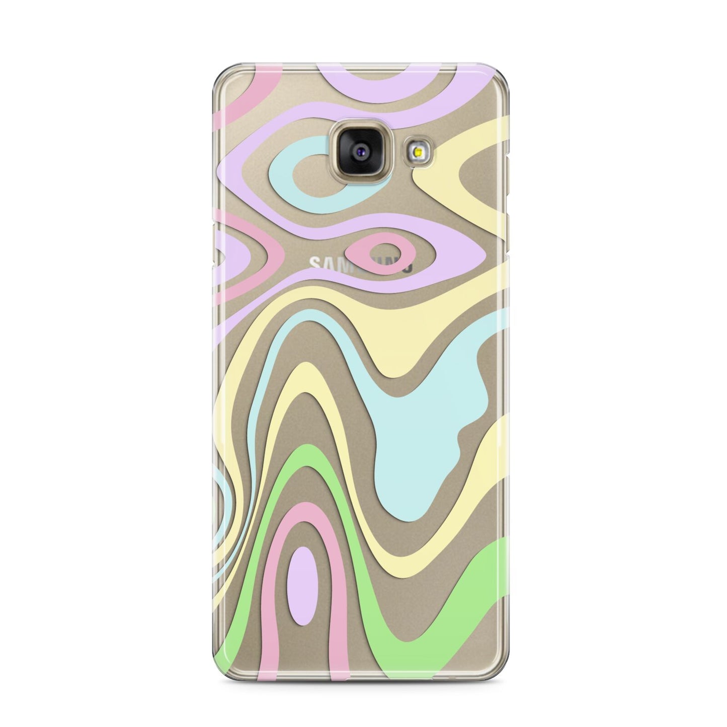 Transparent Swirl Samsung Galaxy A3 2016 Case on gold phone