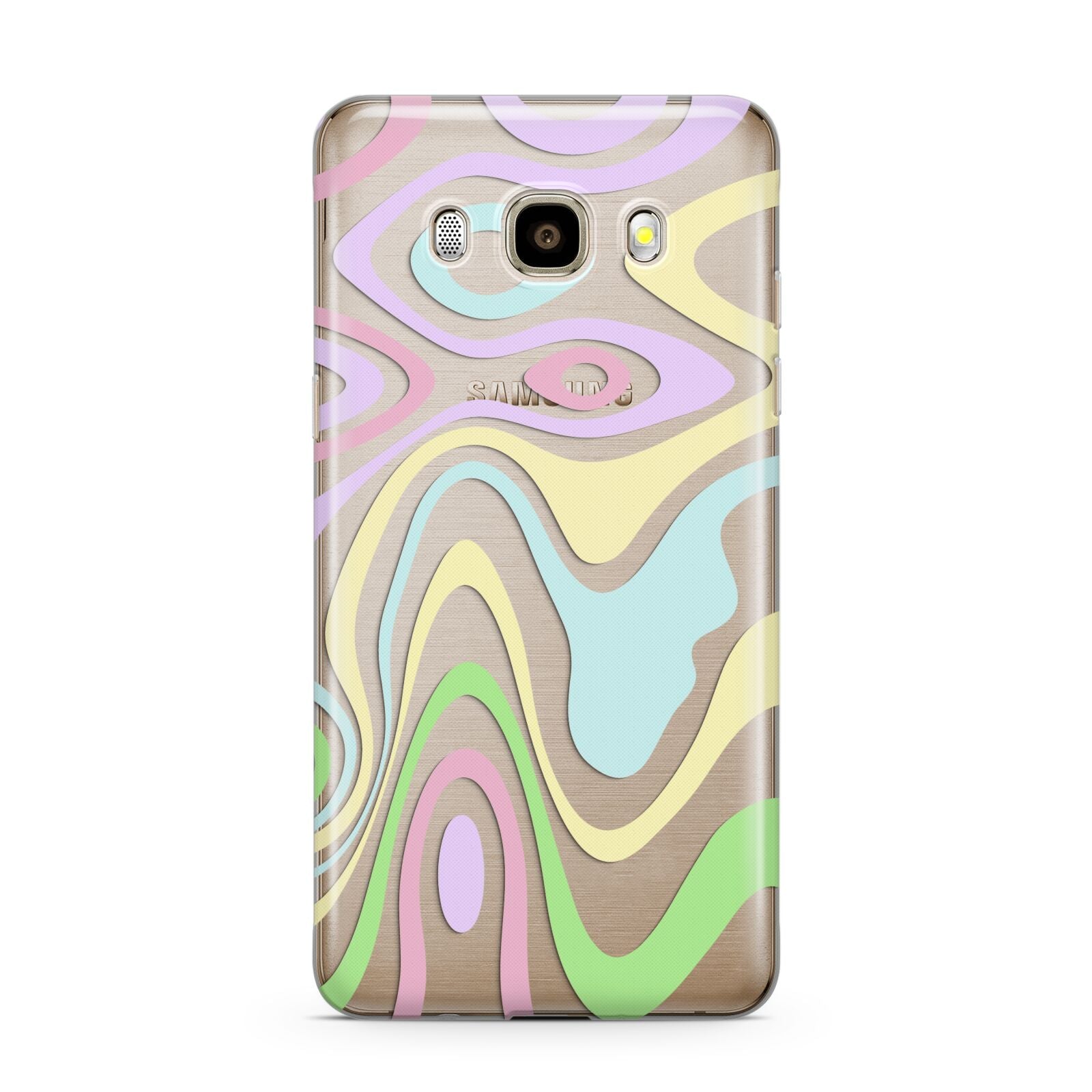 Transparent Swirl Samsung Galaxy J7 2016 Case on gold phone