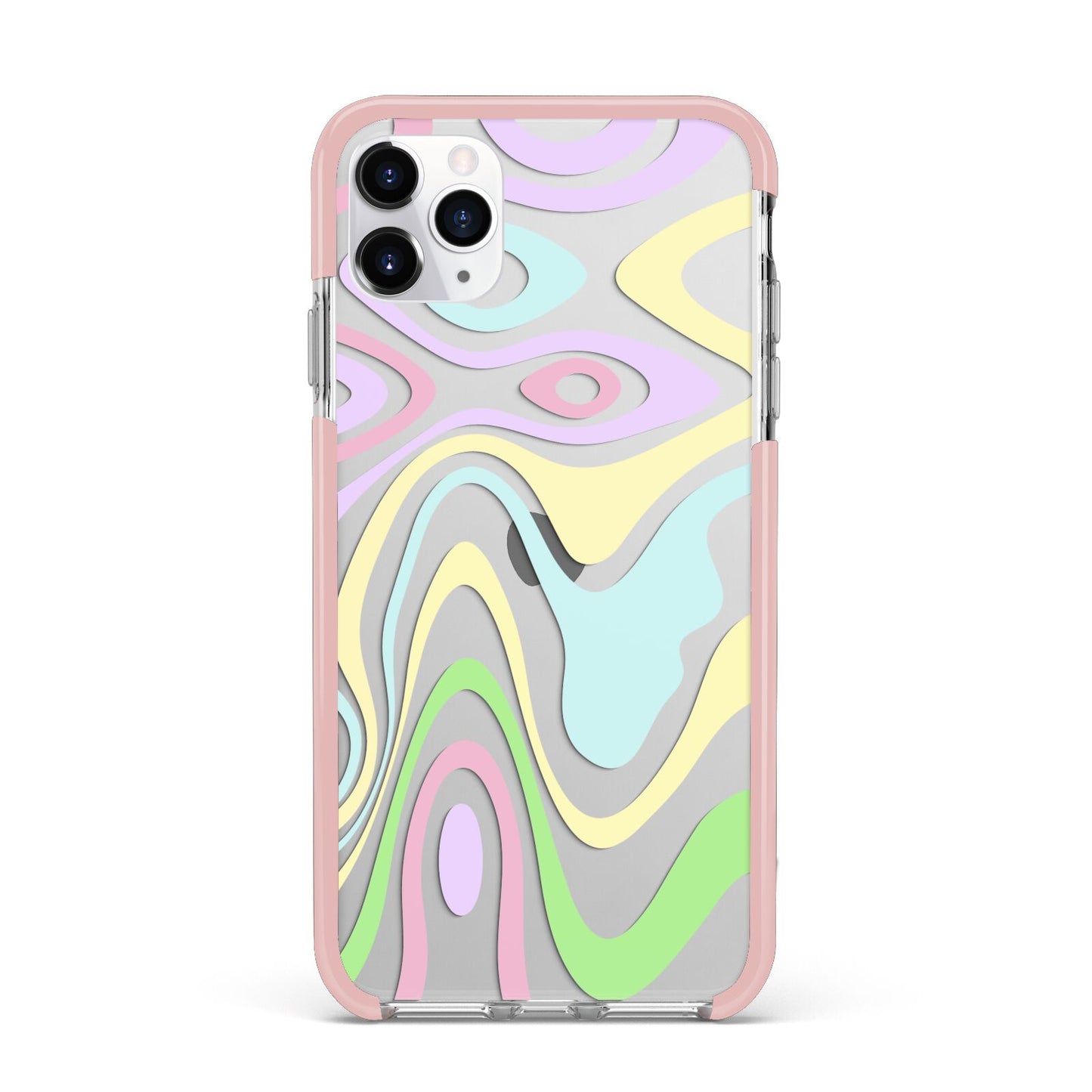 Transparent Swirl iPhone 11 Pro Max Impact Pink Edge Case